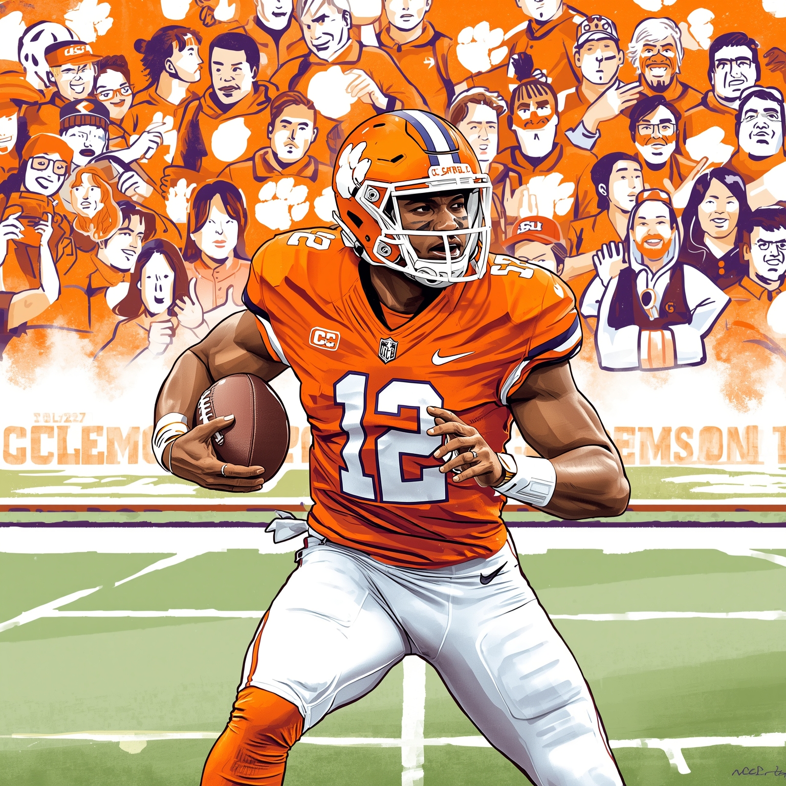 Clemson’s Ex-OC Channels Dabo Ahead of ACC Final - painting of Clemson Tigers football venue