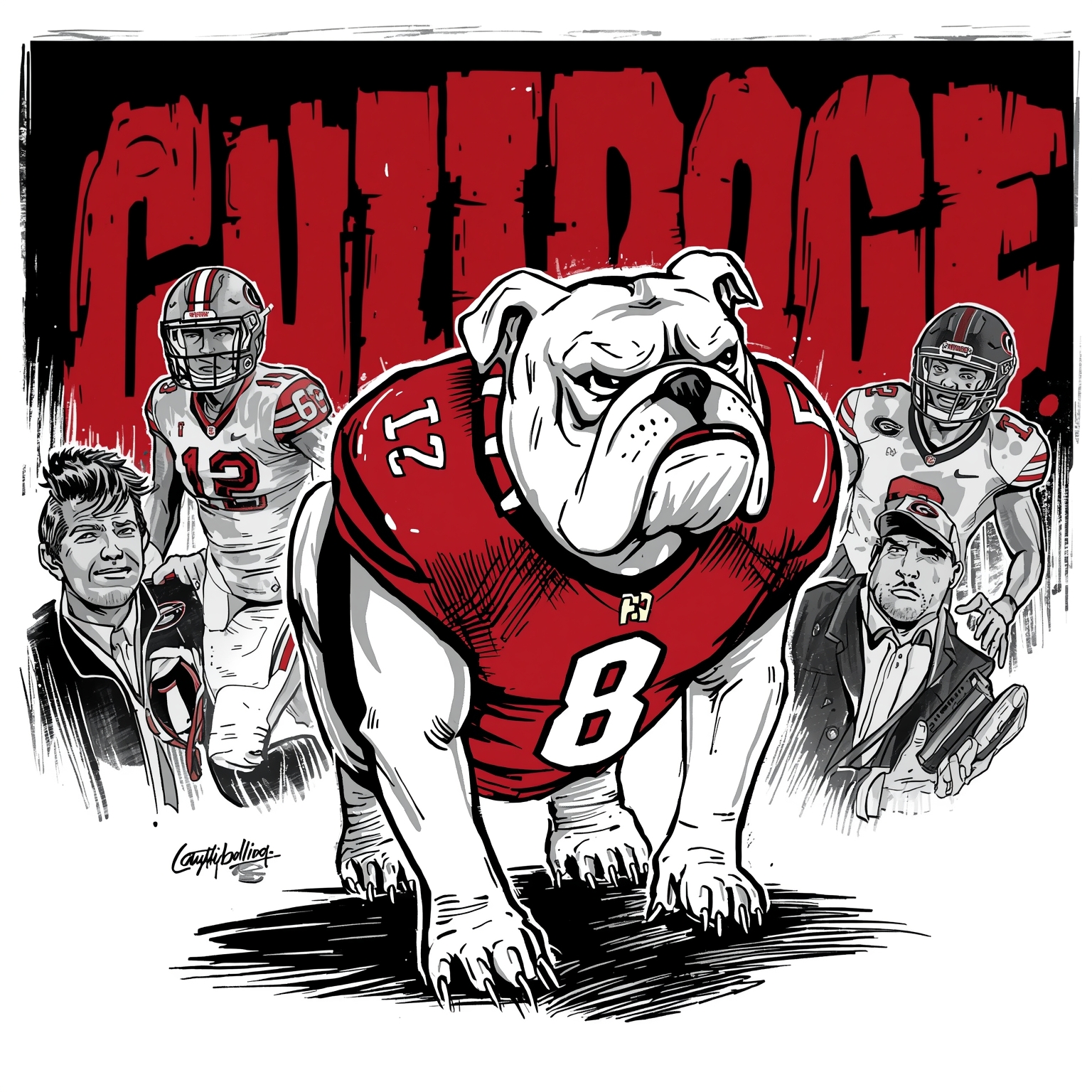 Coaching Carousel & QB Signing Day Shuffle - painting of Georgia Bulldogs football venue