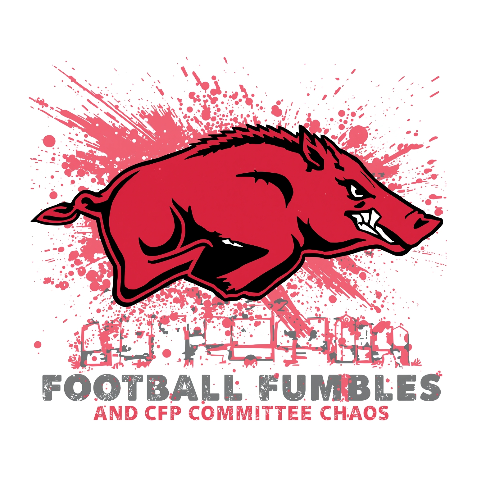 Arkansas Football Fumbles and CFP Committee Chaos - painting of Arkansas Razorbacks football venue