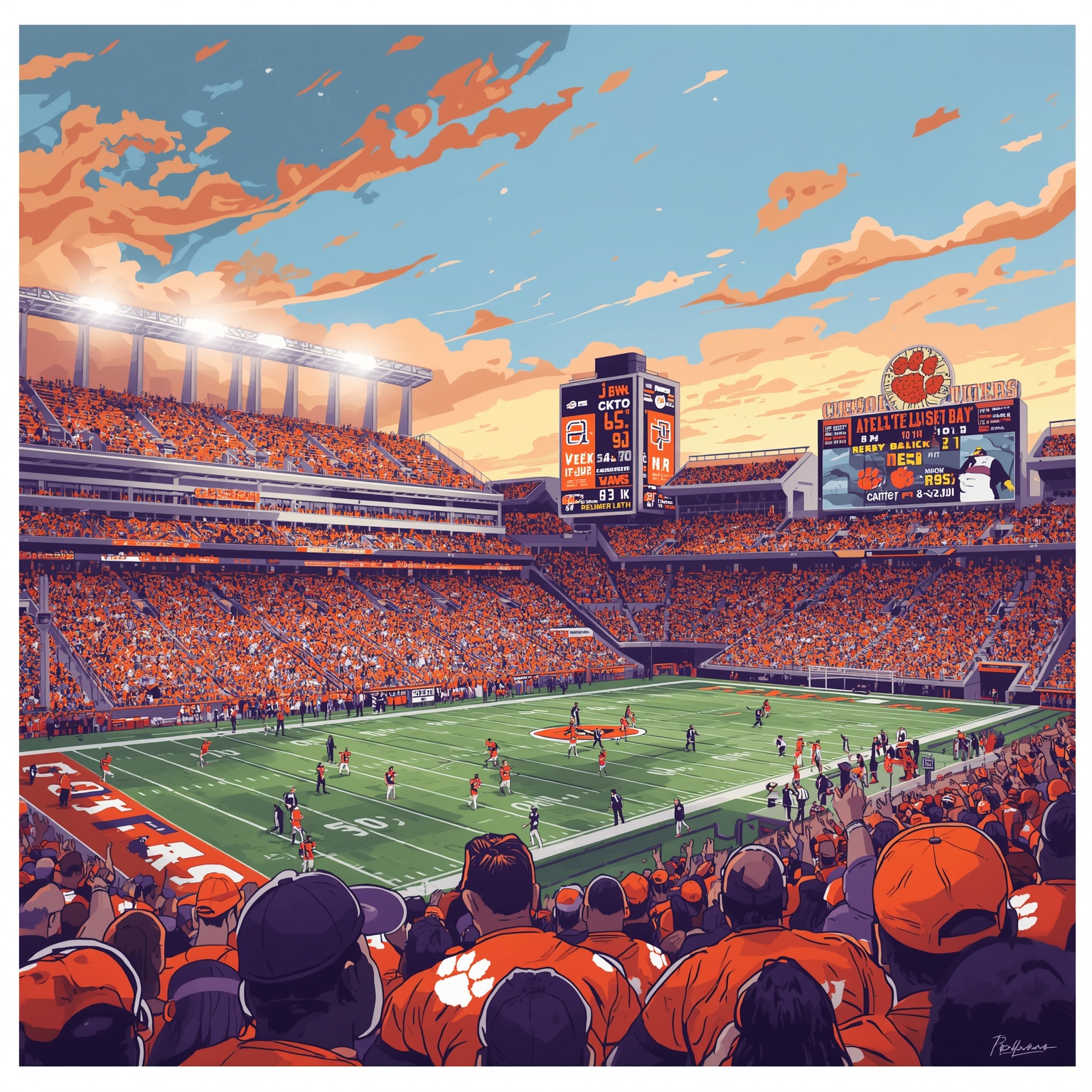 Tigers Roar for New York Bowl Glory - painting of Clemson Tigers football venue