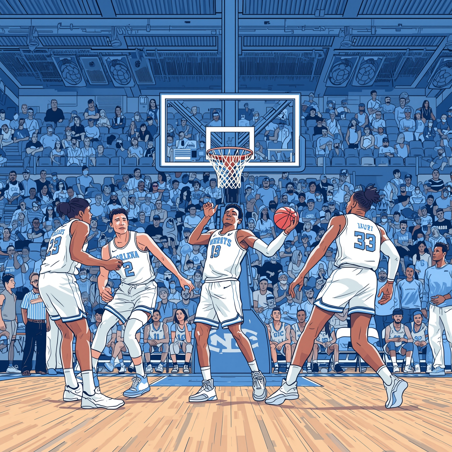 Tar Heels Dominate Hoyas: Defense Shines and Takeaways - painting of North Carolina Tar Heels basketball venue
