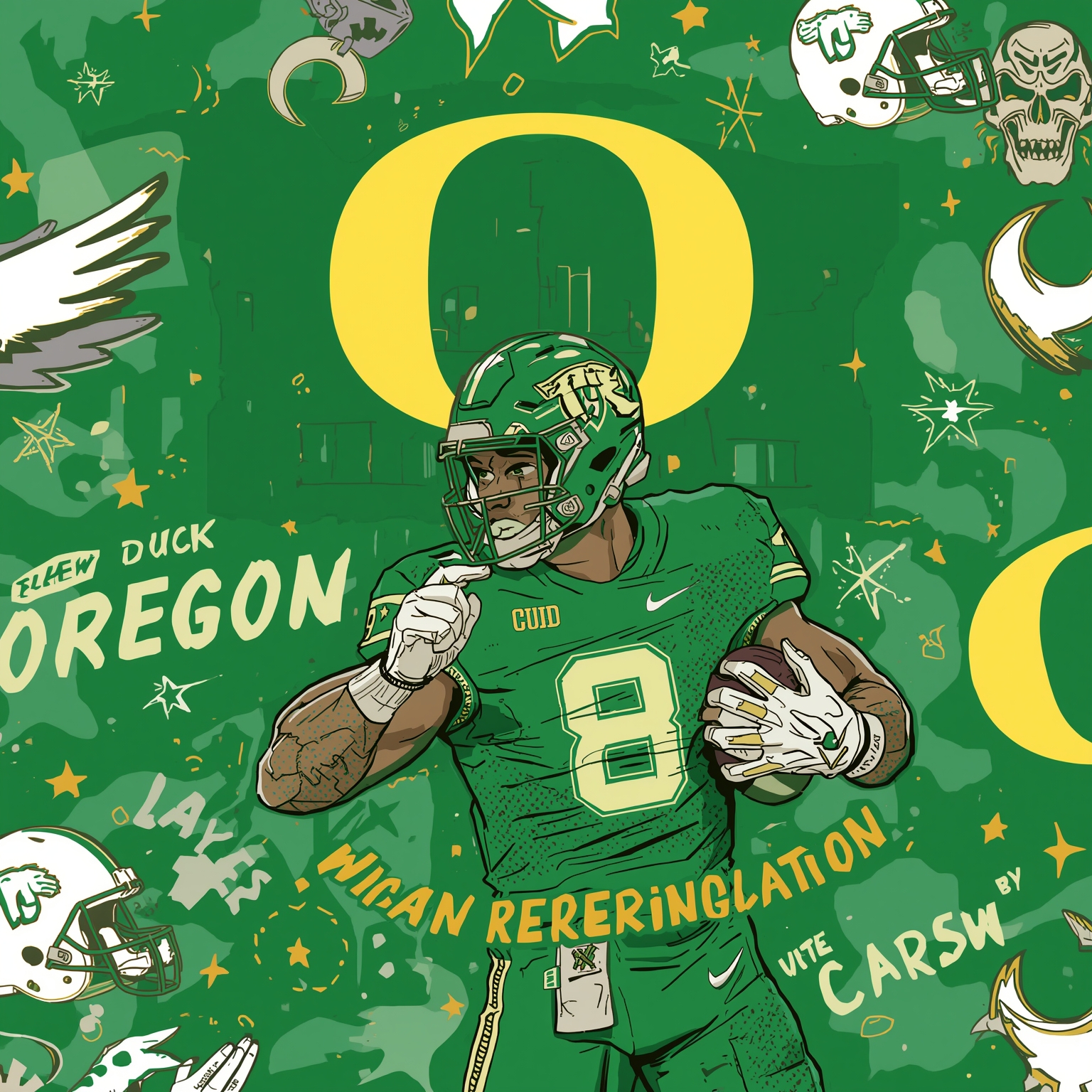 Ducks’ NFL Stars & Hot College Recruiting Targets - painting of Oregon Ducks football venue