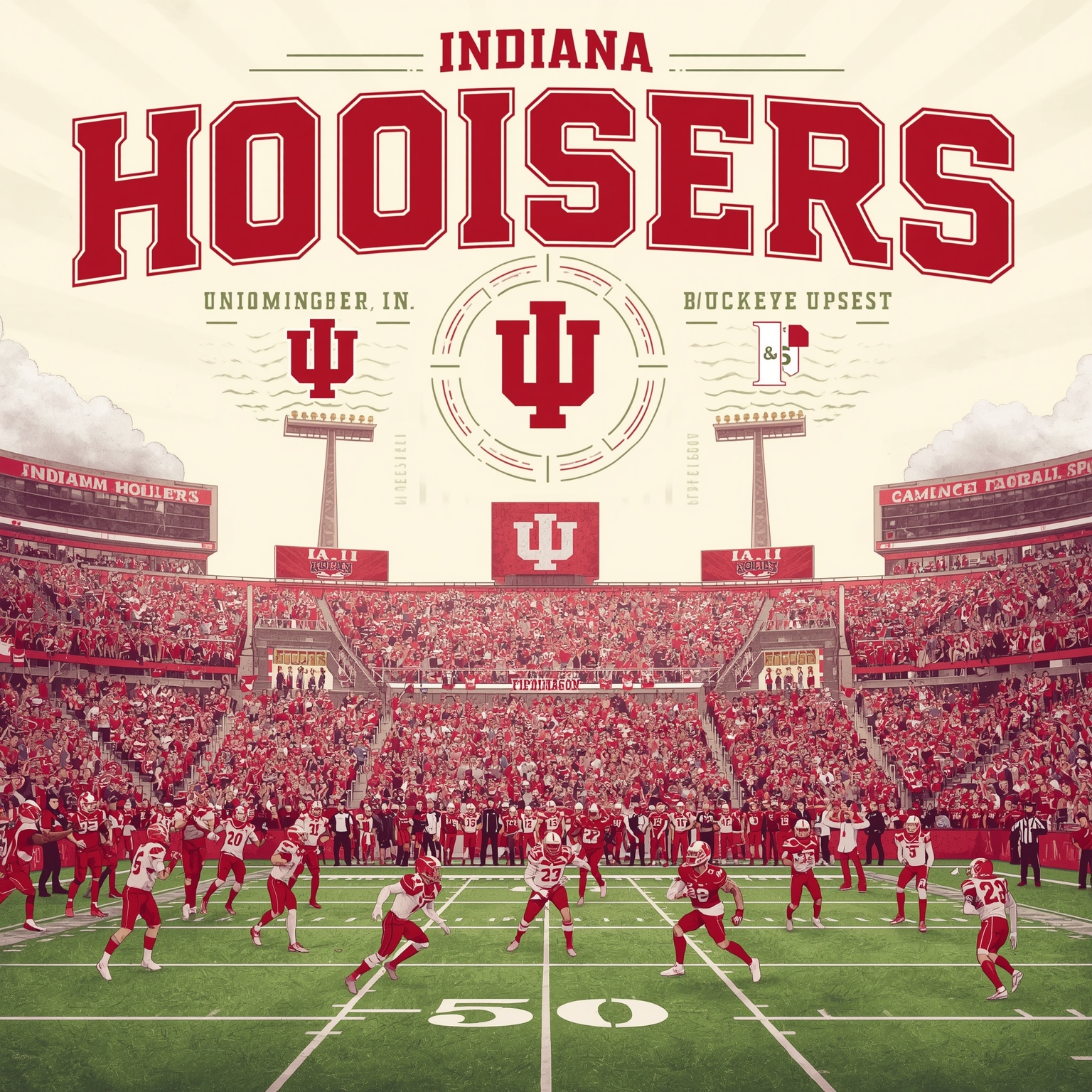 Hoosier Triumphs: Heisman Hopes and Buckeye Upset - painting of Indiana Hoosiers football venue