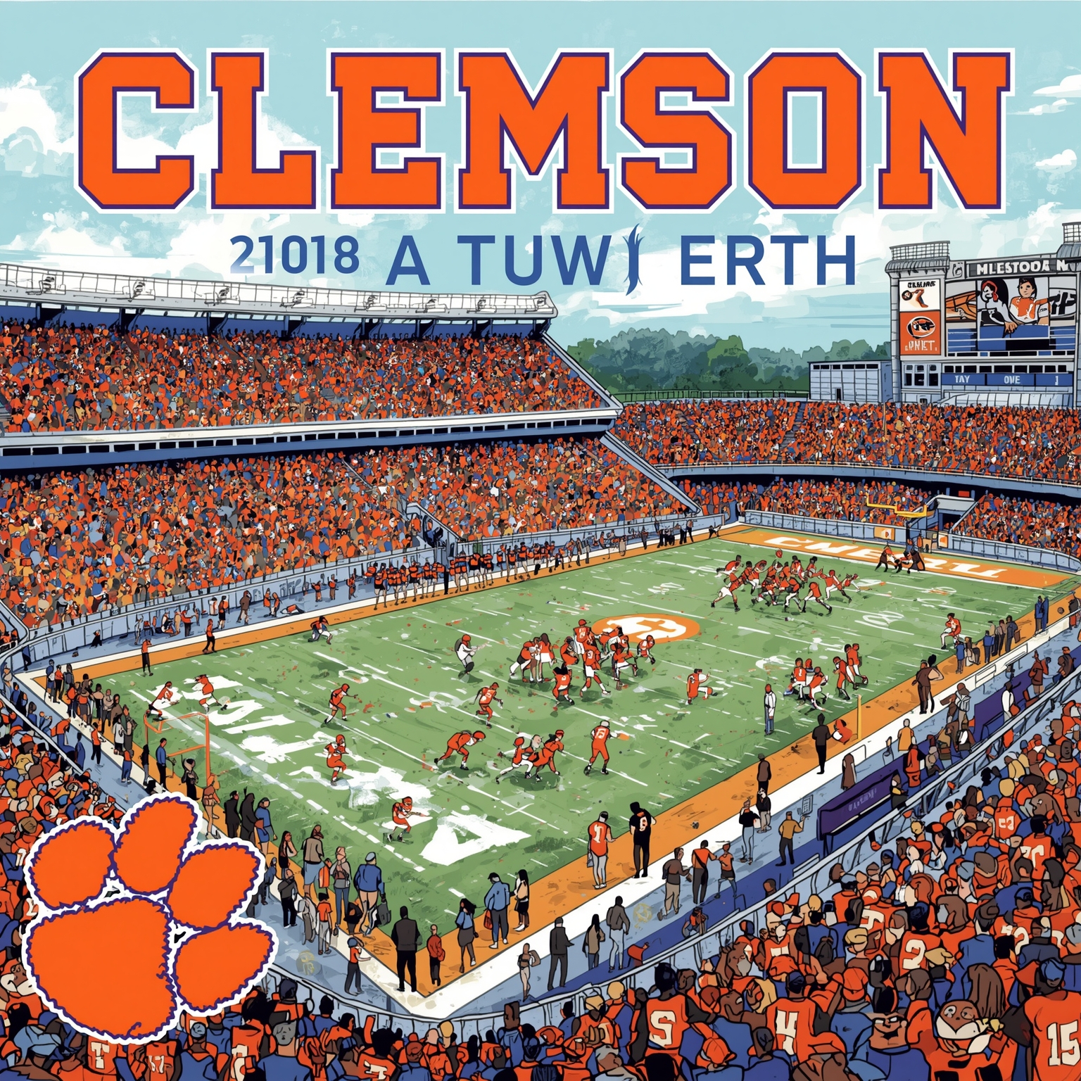 From Last-Second Heartbreak to NFL Dreams - painting of Clemson Tigers basketball, football venue