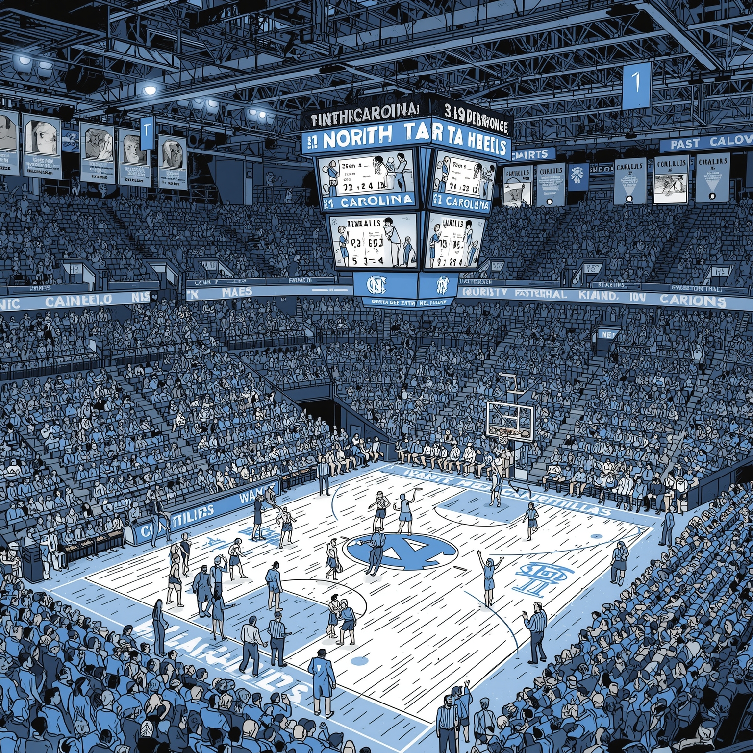 Tar Heels' Transfer Triumph and Team Evolution - painting of North Carolina Tar Heels basketball venue