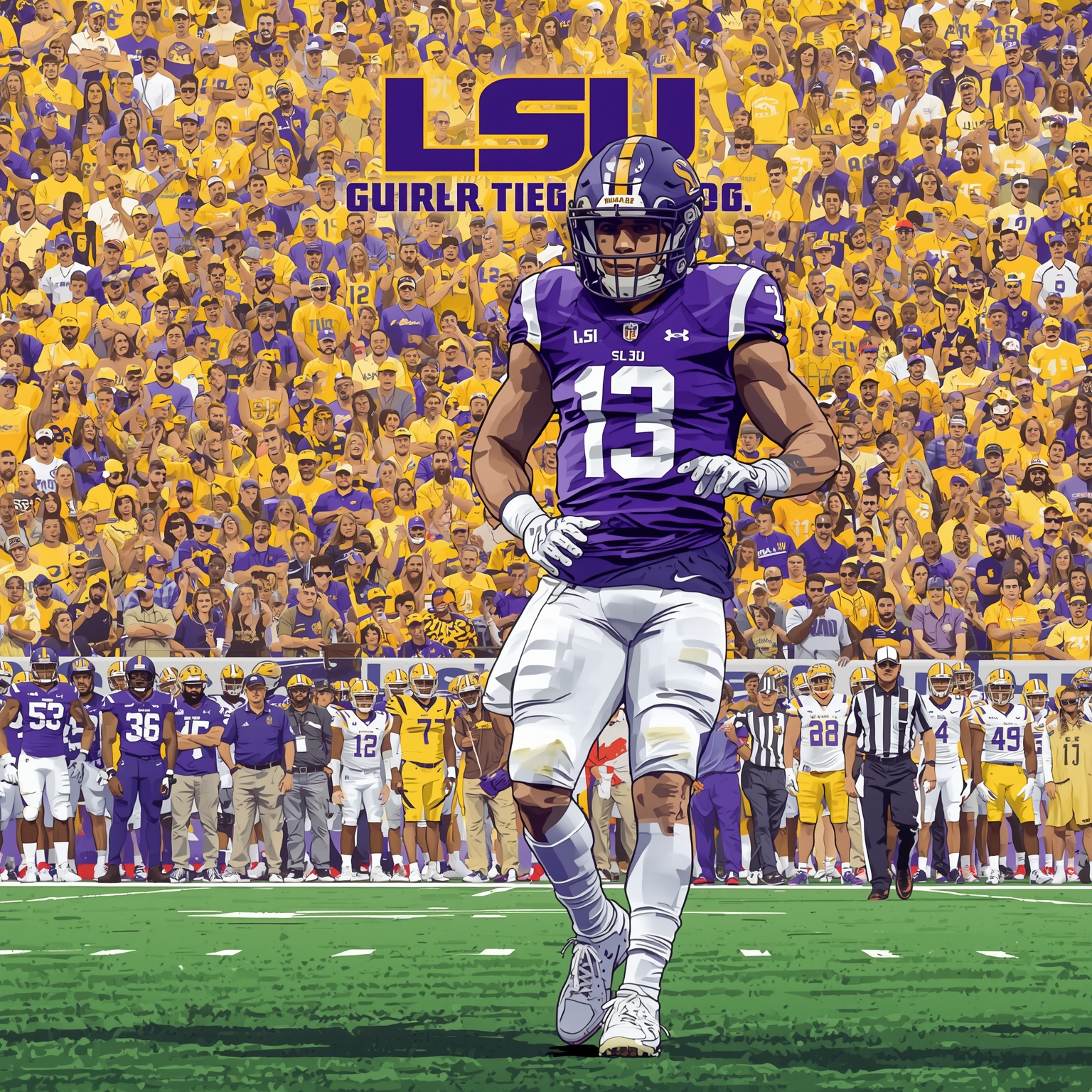 LSU Coaching Controversy Meets WR Signing Surprise - painting of LSU Tigers football venue