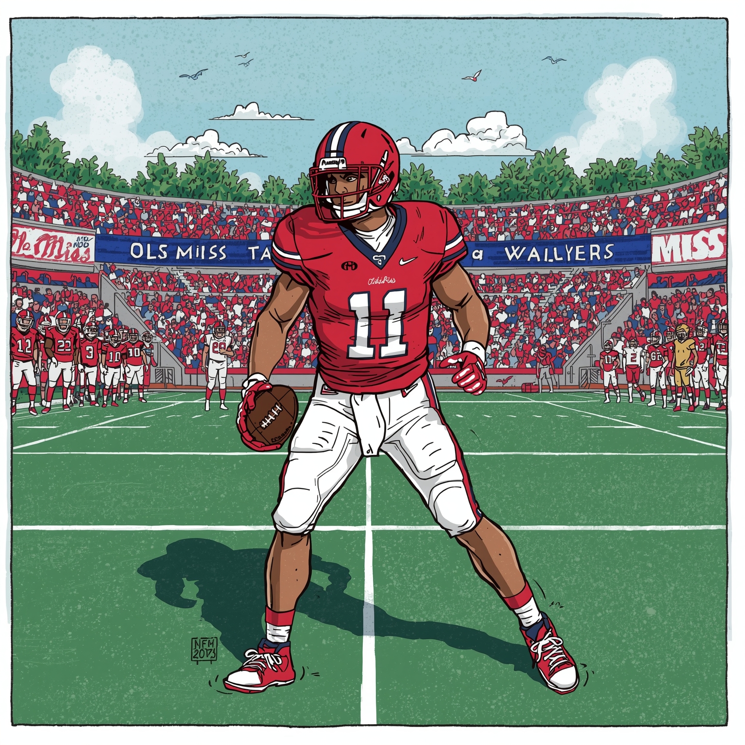 Rebel Roster Shakeup: Linebacker Target & QB Waiver - painting of Ole Miss Rebels football venue