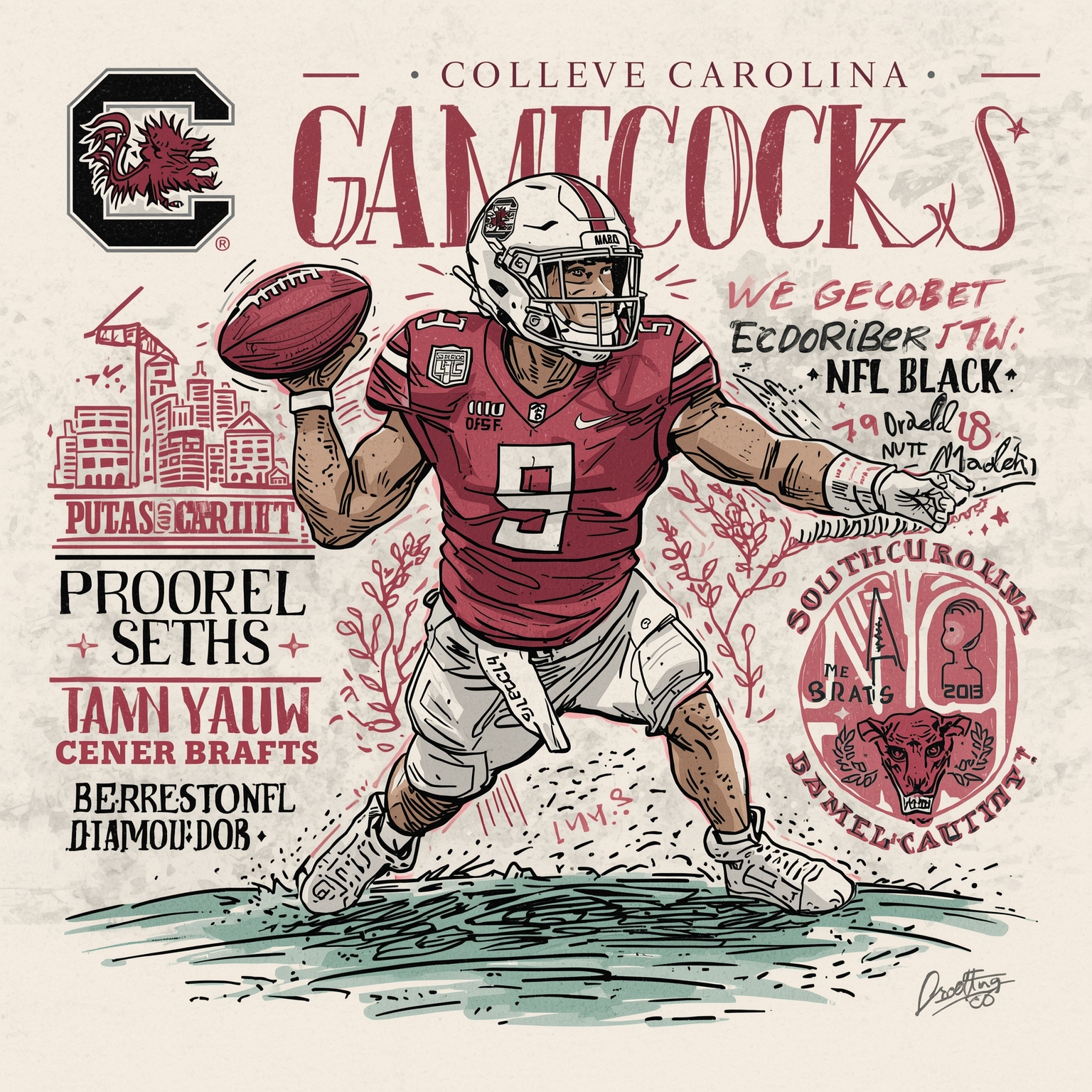 Gamecocks’ Rising Cornerback Declares for NFL Draft - painting of South Carolina Gamecocks football venue