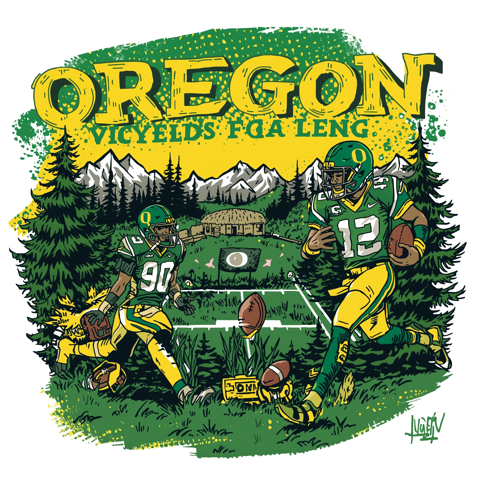 Oregon Playoff Ticket Frenzy and JMU QB Comeback - painting of Oregon Ducks football venue