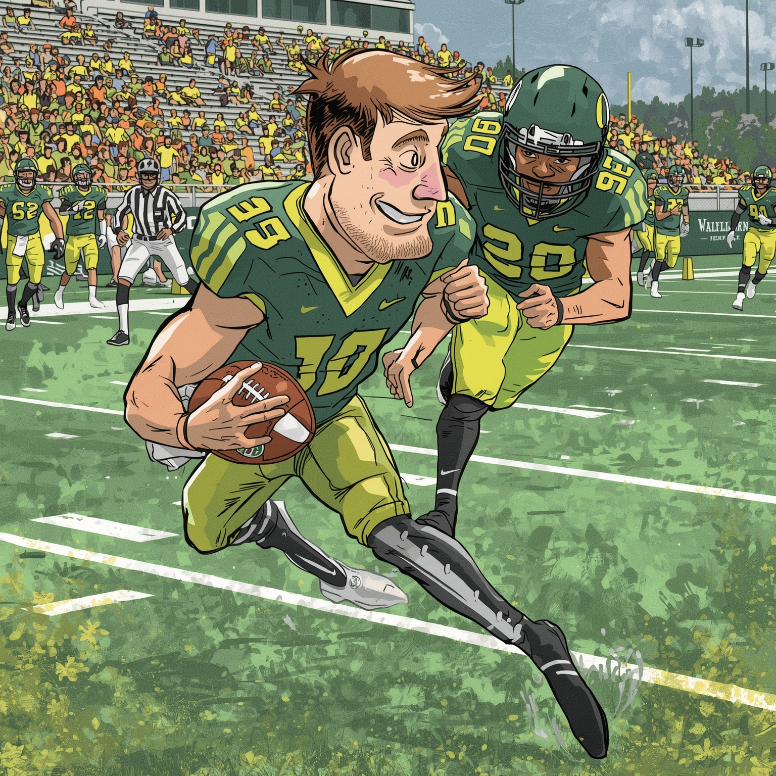 Ducks’ Dynamic Rookies and Moore’s Heisman Heartbreak - painting of Oregon Ducks football venue