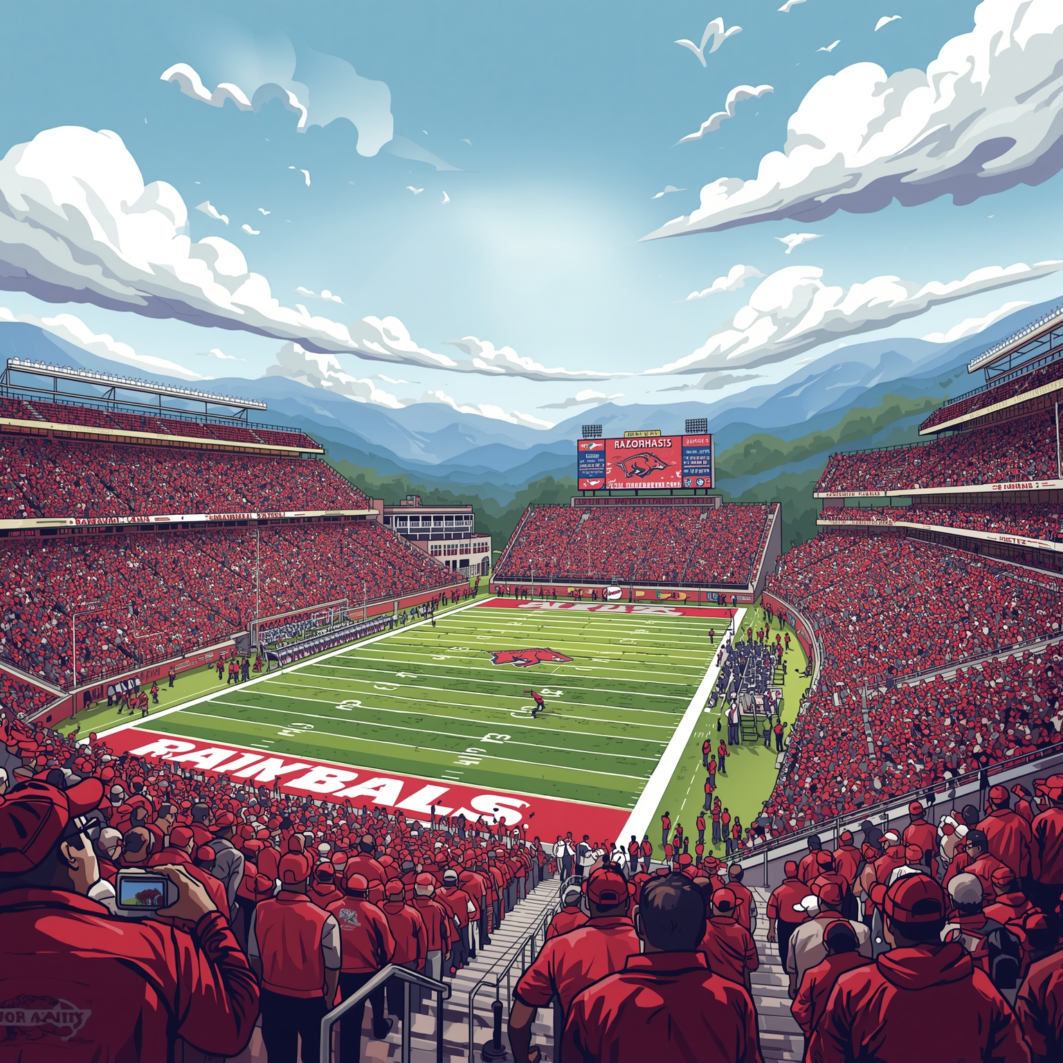 Arkansas Razorbacks’ Early Recruiting and Culture Overhaul - painting of Arkansas Razorbacks football venue