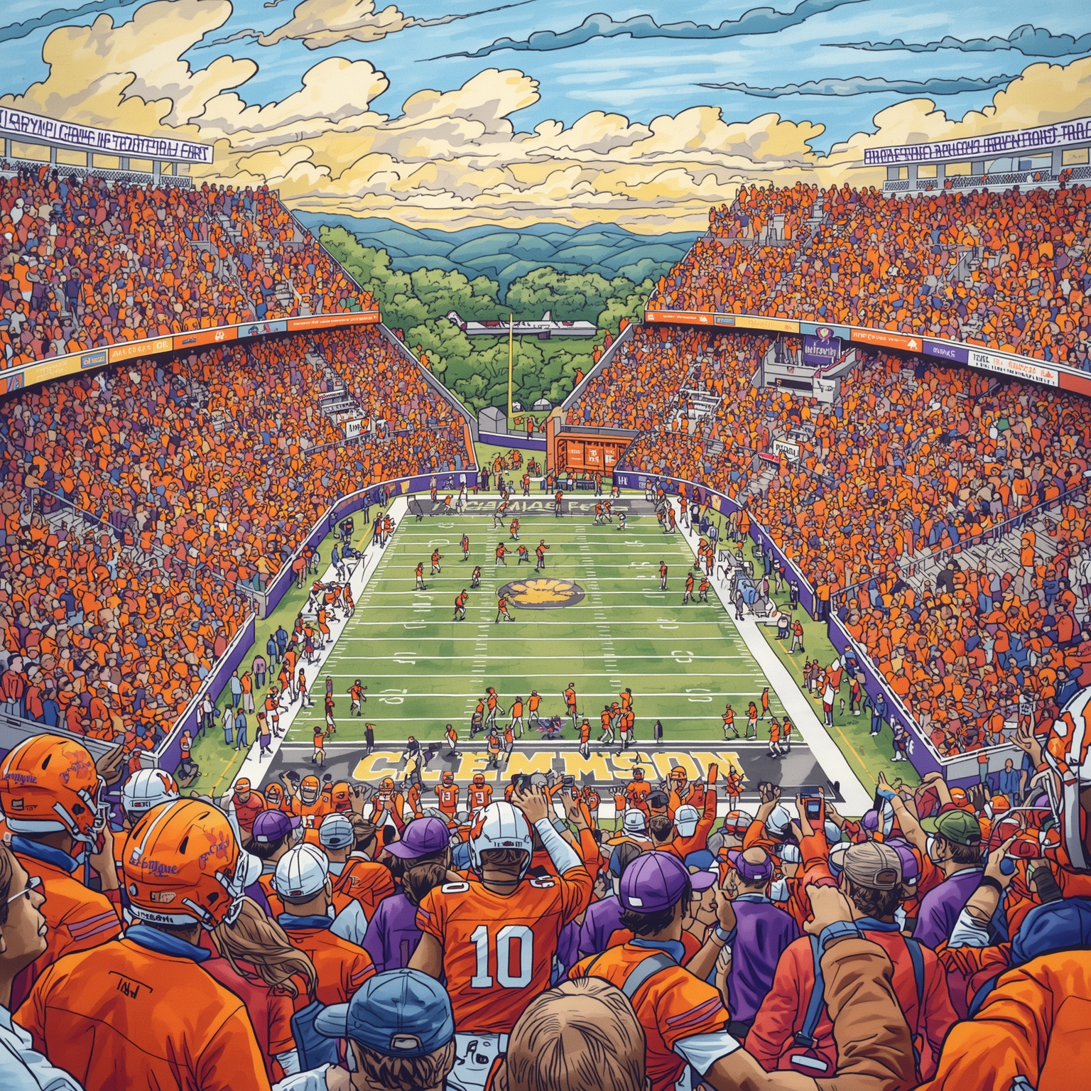 Clemson Tigers’ NFL Draft Paths & Senior Bowl Bids - painting of Clemson Tigers football venue
