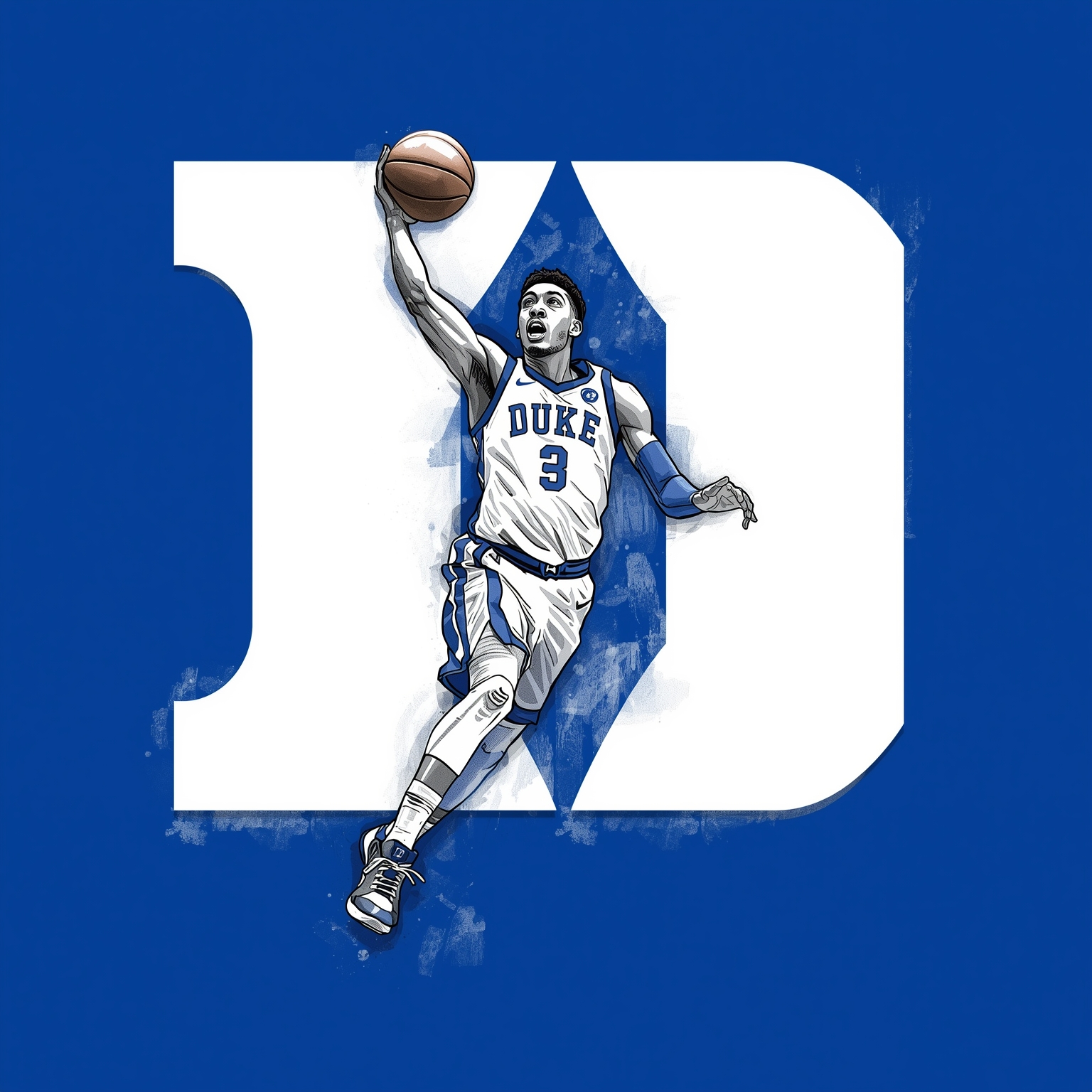 Duke’s Dynamism: Perfect Run and Committed Star - painting of Duke Blue Devils basketball venue