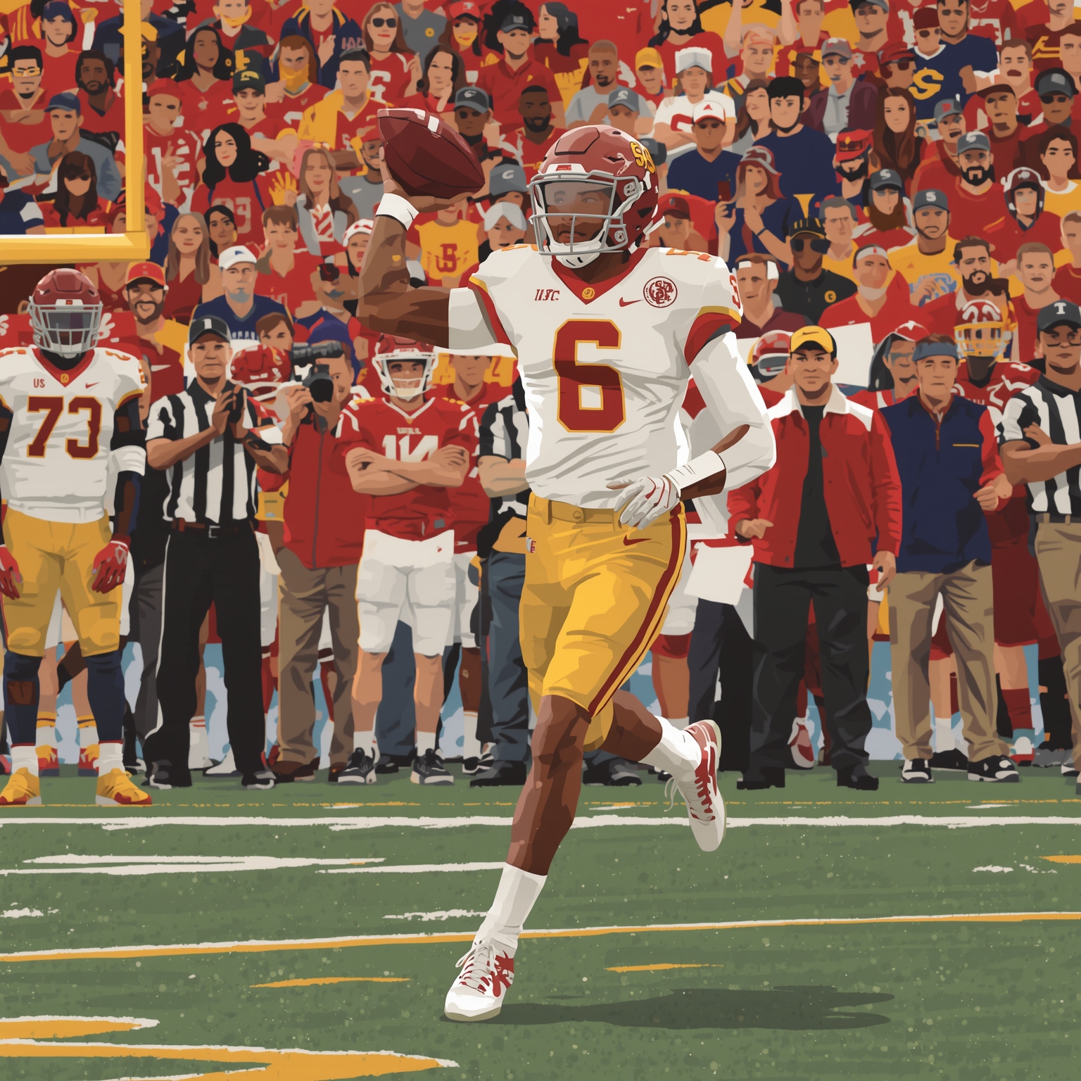 USC Stars Shine: Heisman QB & Hoops Phenom - painting of USC Trojans football,basketball venue