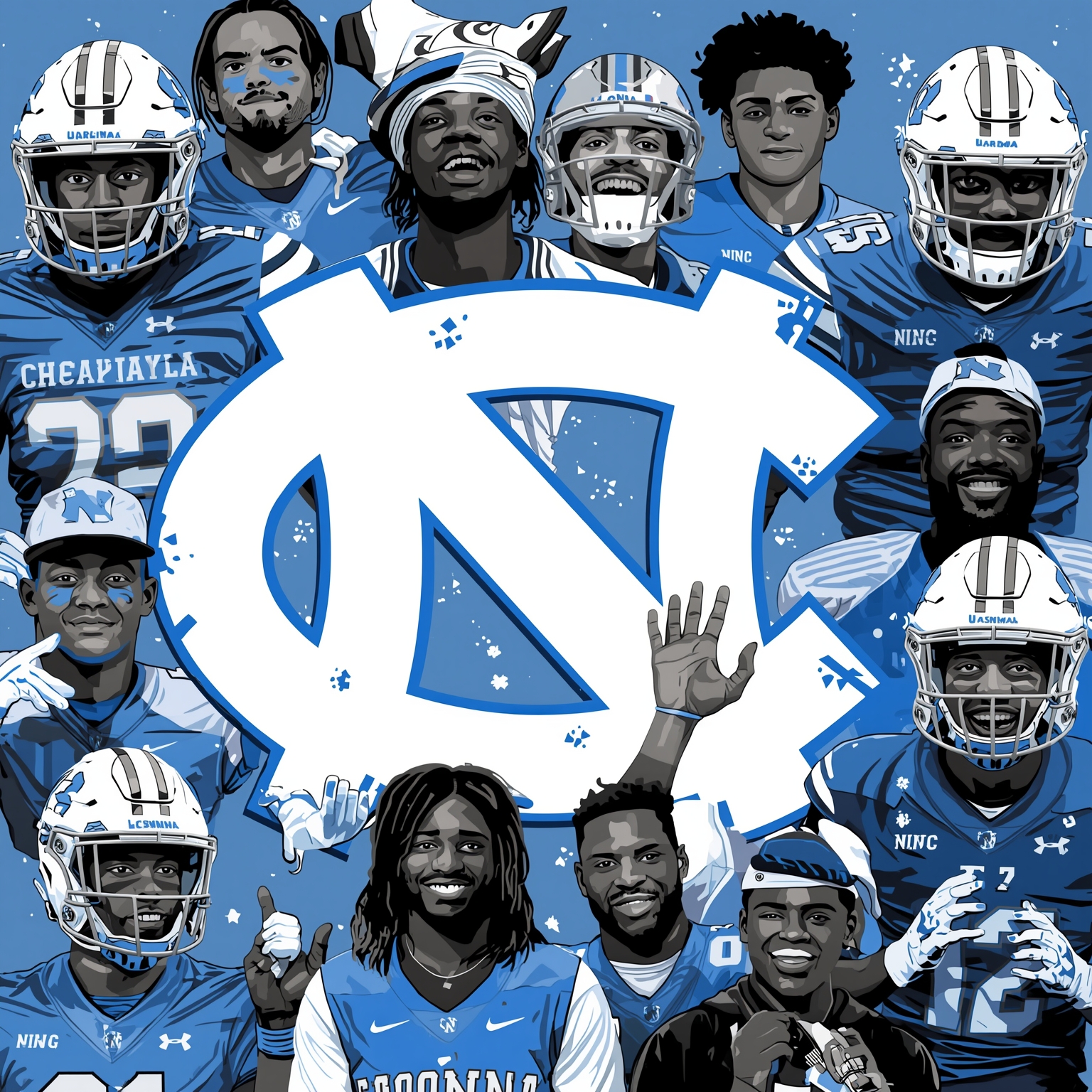 UNC's Recruiting Rollercoaster: Rookies and Rivalries - painting of North Carolina Tar Heels football,basketball venue