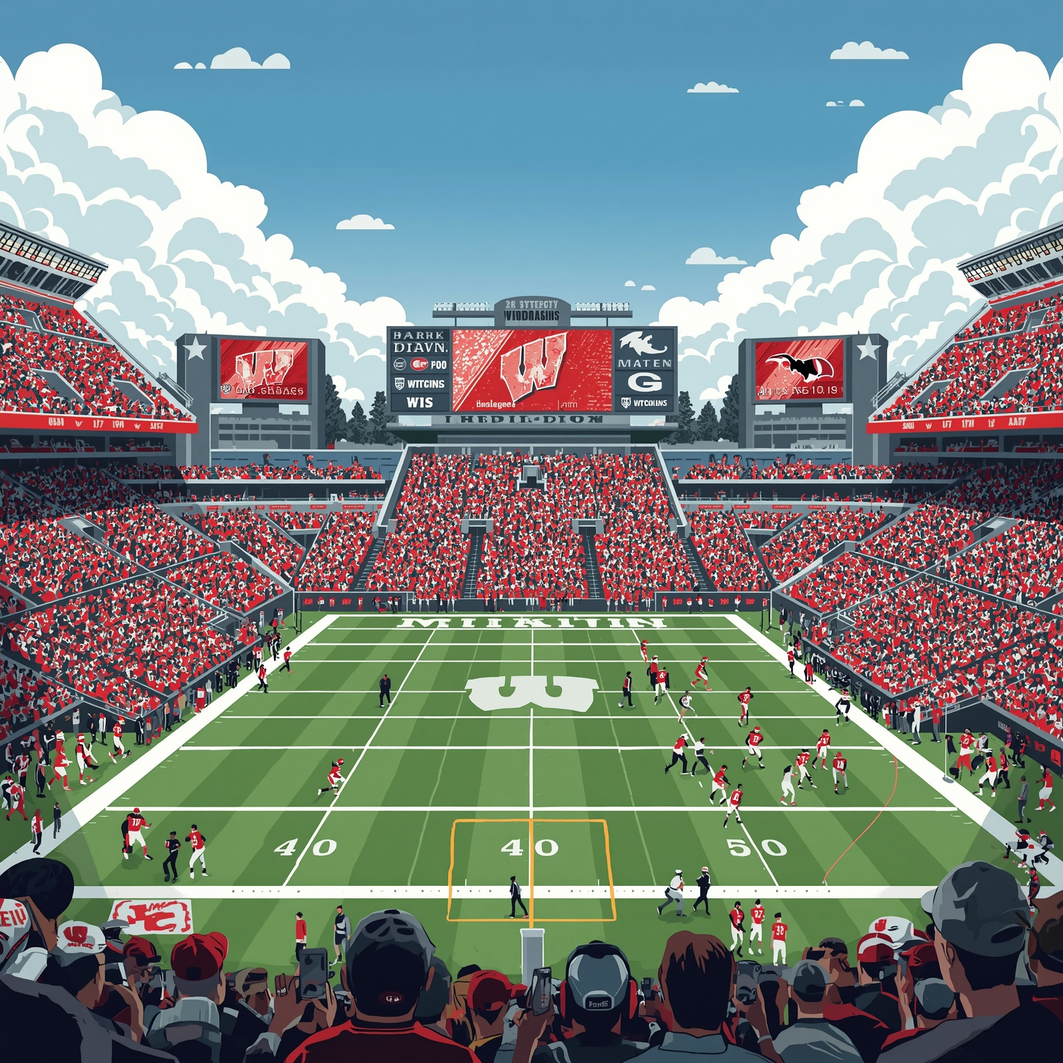 Badgers Aim Turnover Boost, Gritty OL Revival - painting of Wisconsin Badgers football venue