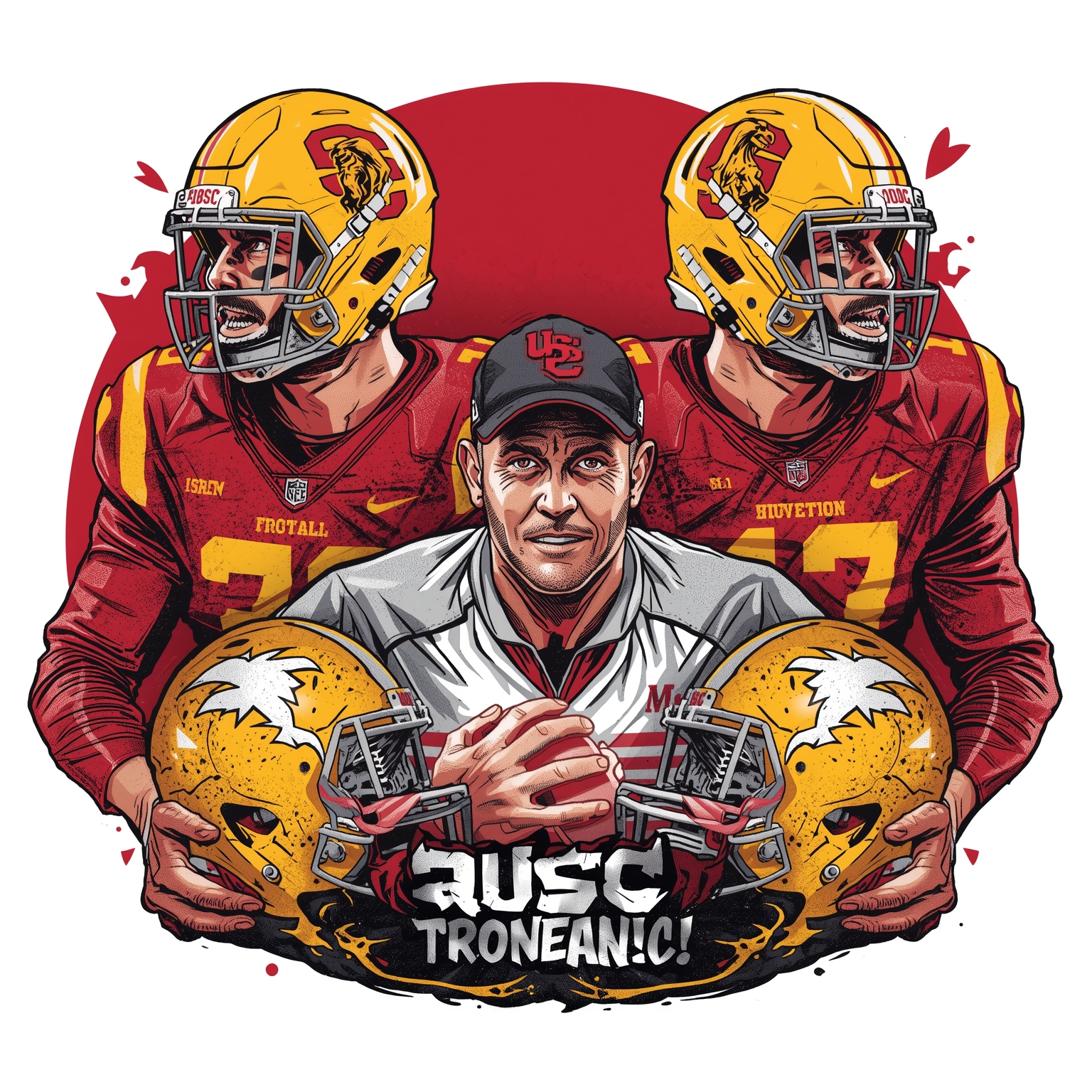 TITLE USC’s Coach Drama and Recruitment Showdown - painting of USC Trojans football venue