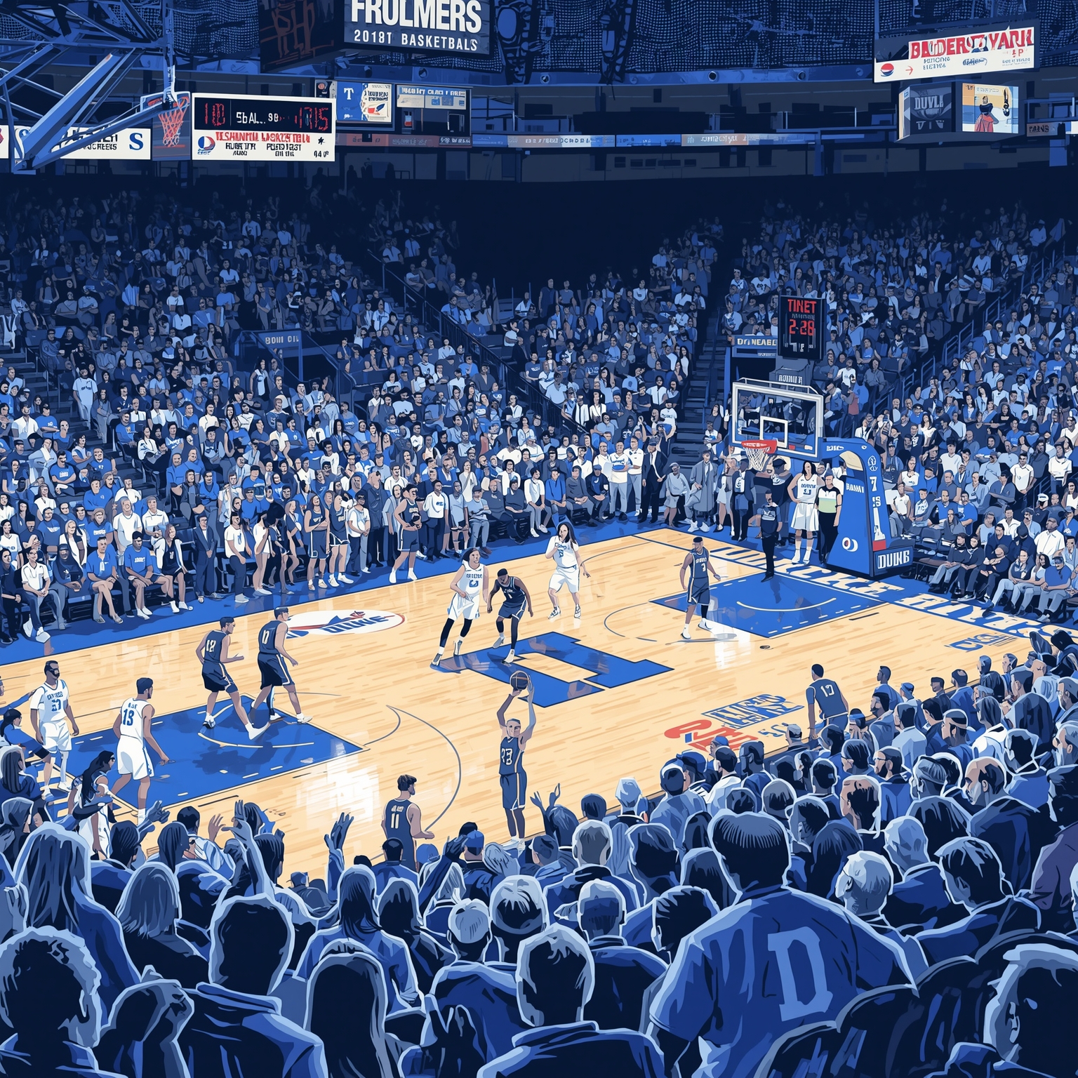 Duke Basketball: Recruitment Decision & Home Showdown - painting of Duke Blue Devils basketball venue
