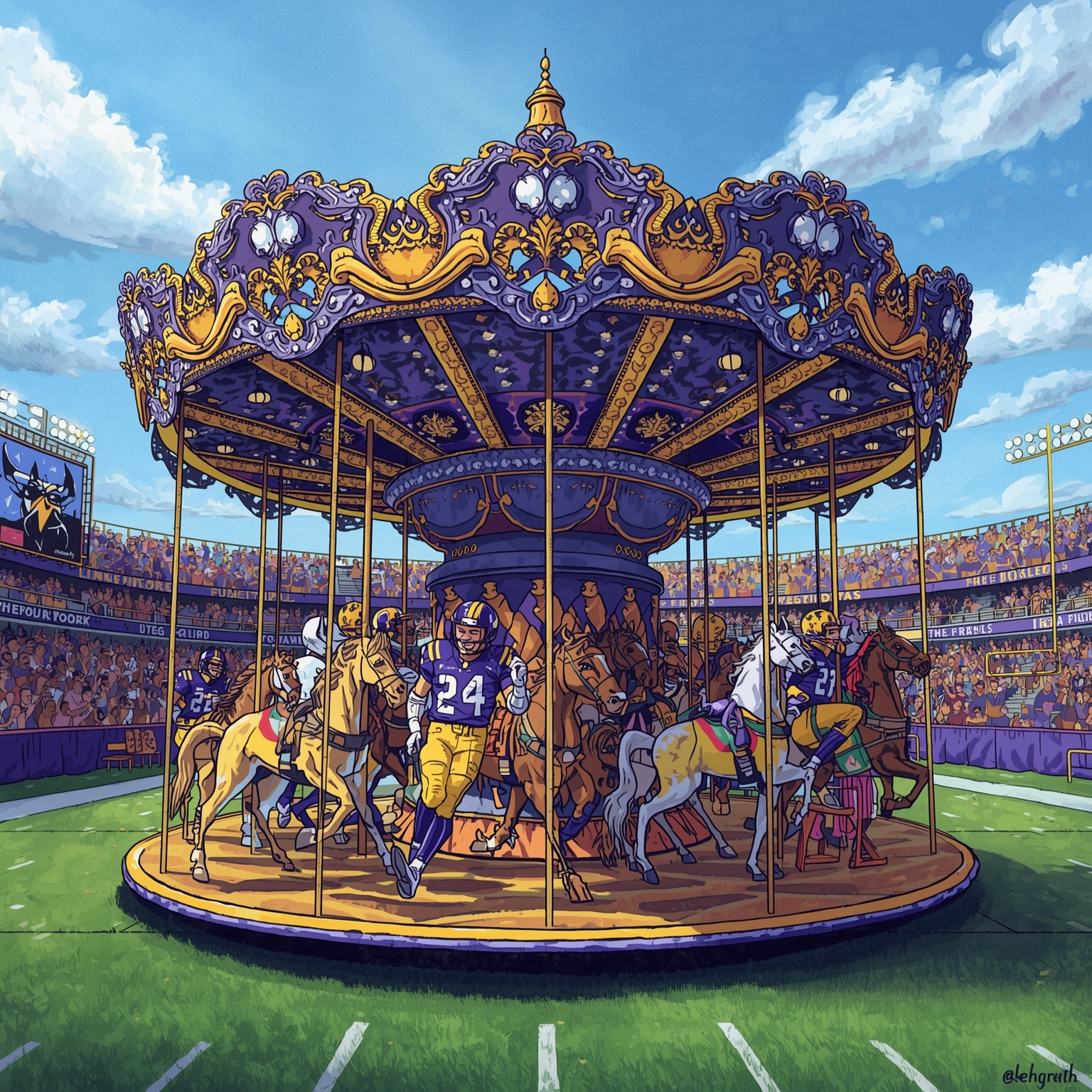 Commitment Carousel: LSU's Recruits Flip-Flop - painting of LSU Tigers football venue