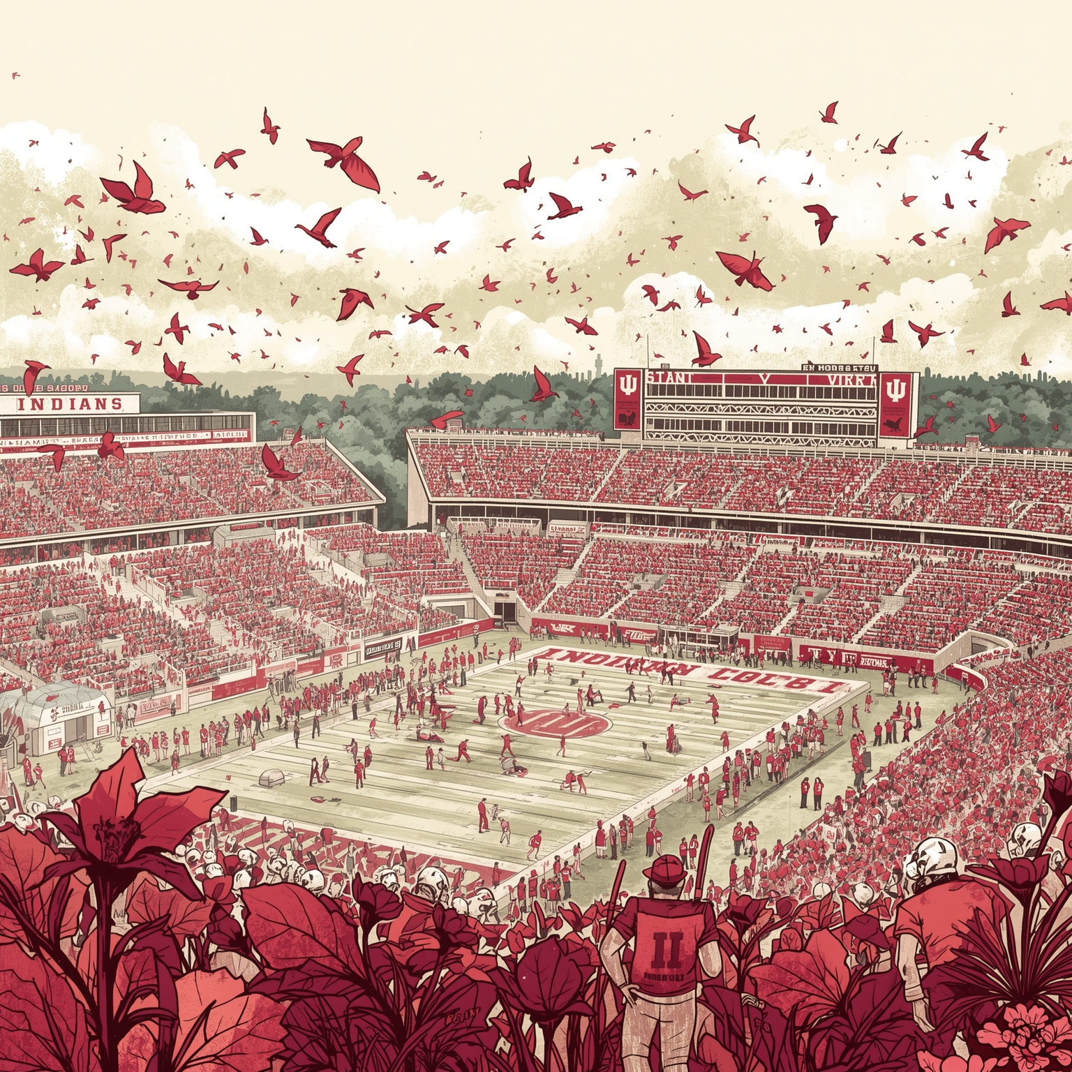 Indiana’s Football Triumphs and Rose Bowl Conundrum - painting of Indiana Hoosiers football venue