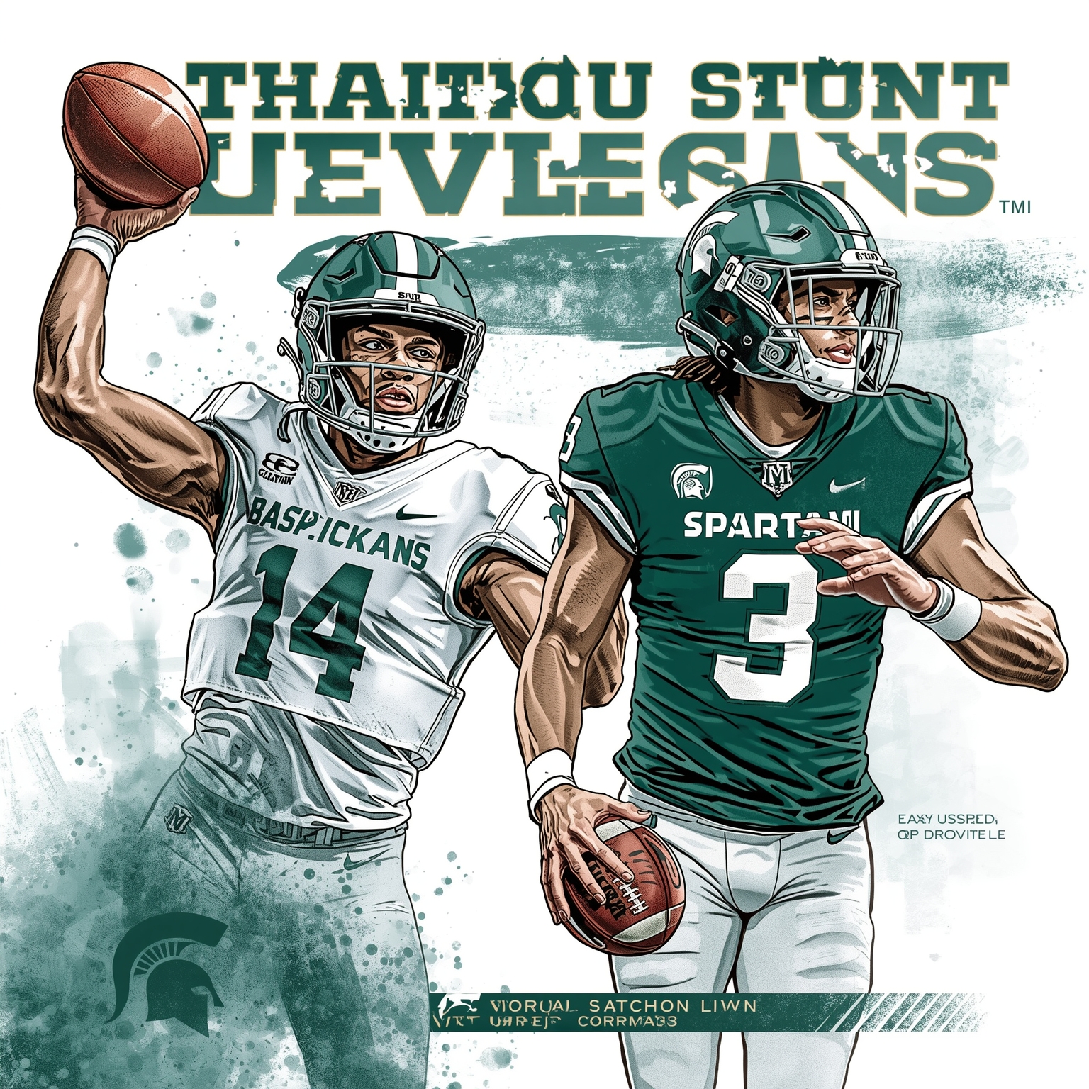 Spartan Hoops Surge and QB Transfer Showdown - painting of Michigan State Spartans football, basketball venue