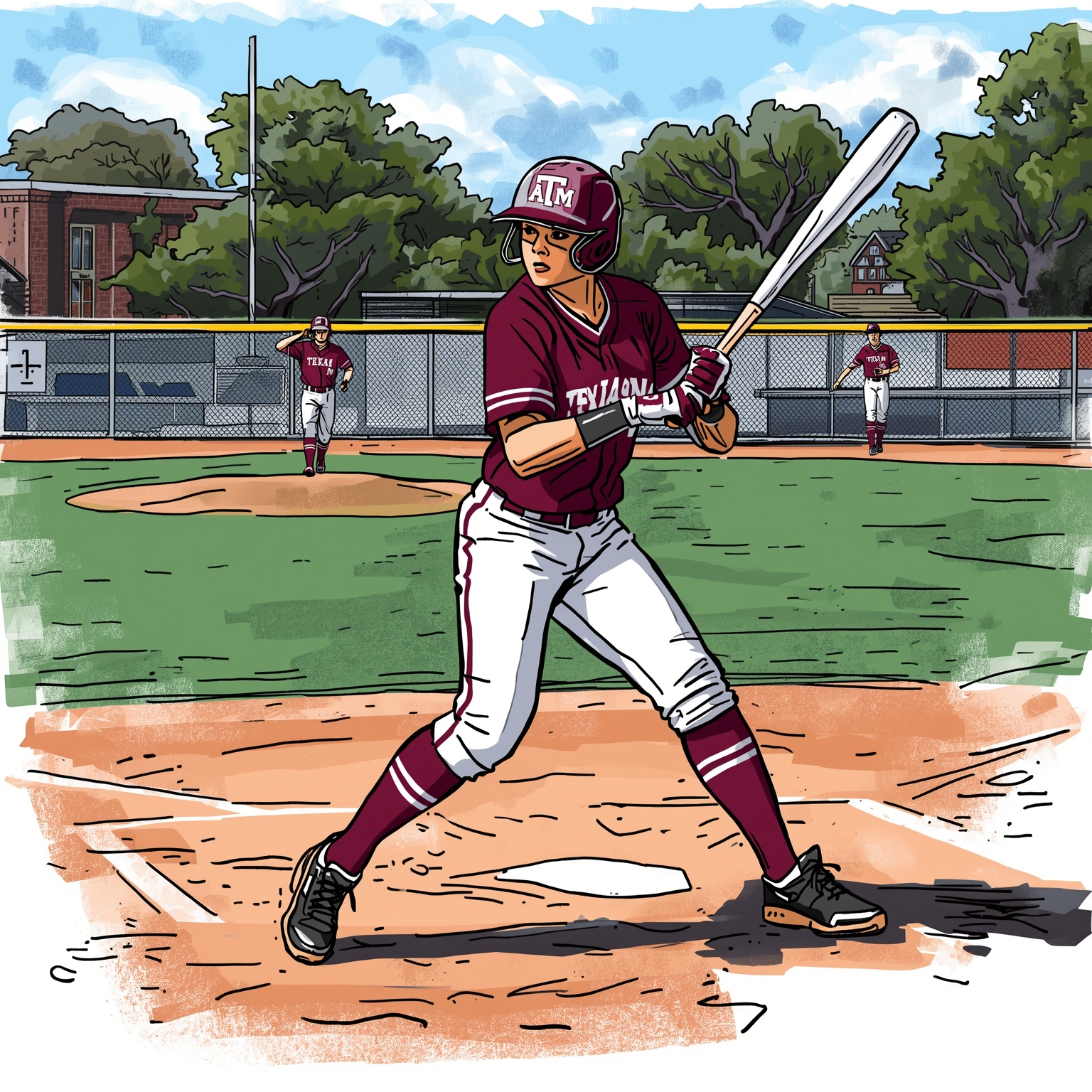 Aggies Unveil Ambitious 2026 Softball Schedule - painting of Texas A&M Aggies softball venue
