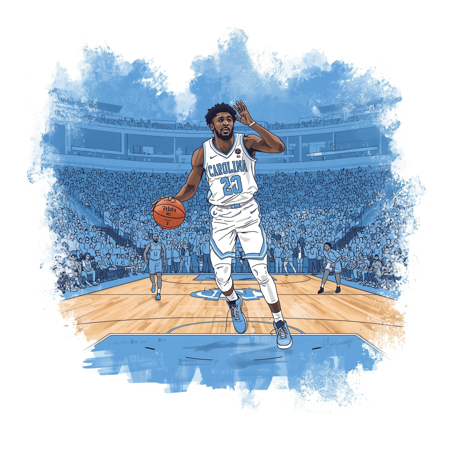 Tar Heels Triumphs: Coach Insights and Player Standouts - painting of North Carolina Tar Heels basketball venue