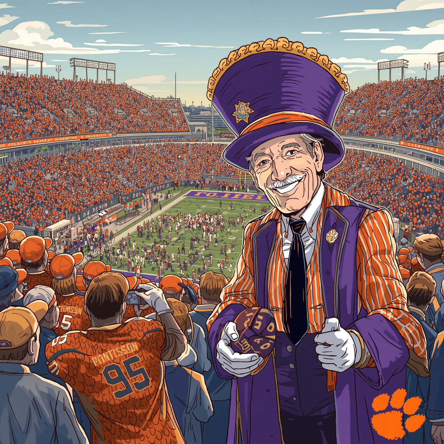 Clemson’s Winter Follies: Pinstripes and ‘Grandpa’ Dabo - painting of Clemson Tigers football venue
