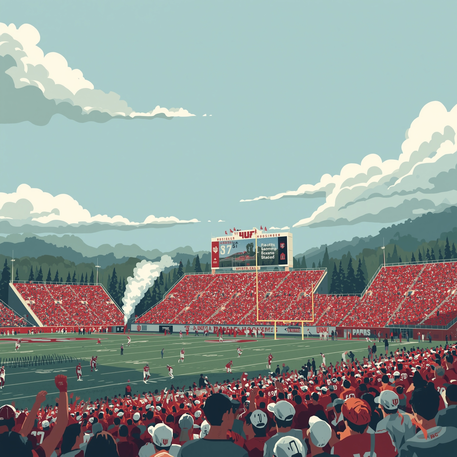 Hoosiers Await Rose Bowl Opponent: Tide vs Sooners - painting of Indiana Hoosiers football venue