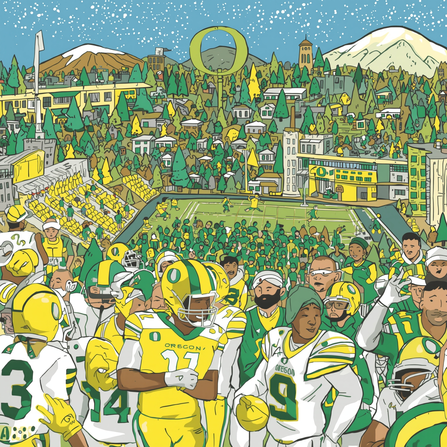 Oregon Ducks: Injuries, Draft Prospects & Gonzaga Preview - painting of Oregon Ducks football,basketball venue