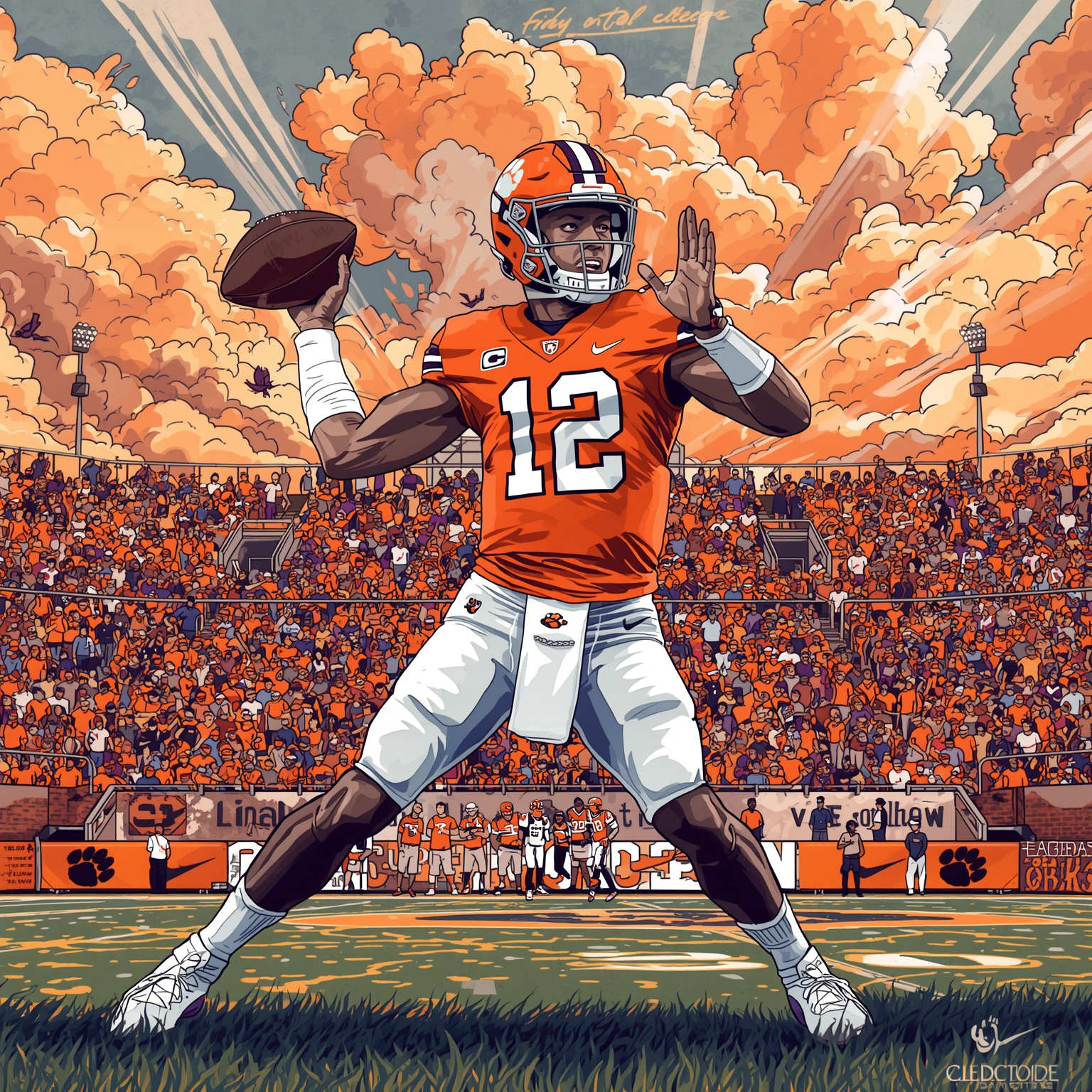 Clemson Shakes Up Season: Portal QB and Bench Hero - painting of Clemson Tigers basketball,football venue