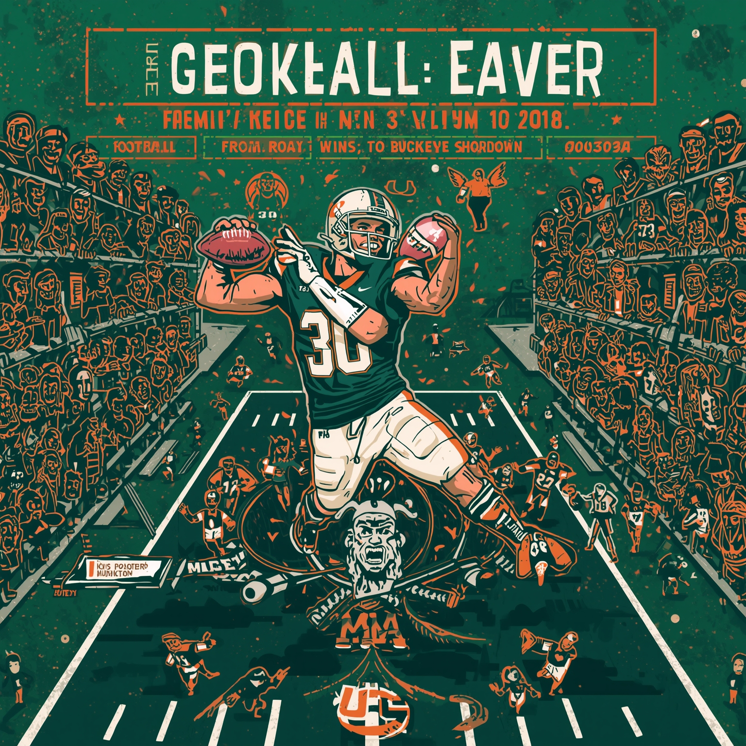 Miami’s CFP Triumphs: From Road Wins to Buckeye Showdown - painting of Miami Hurricanes football venue