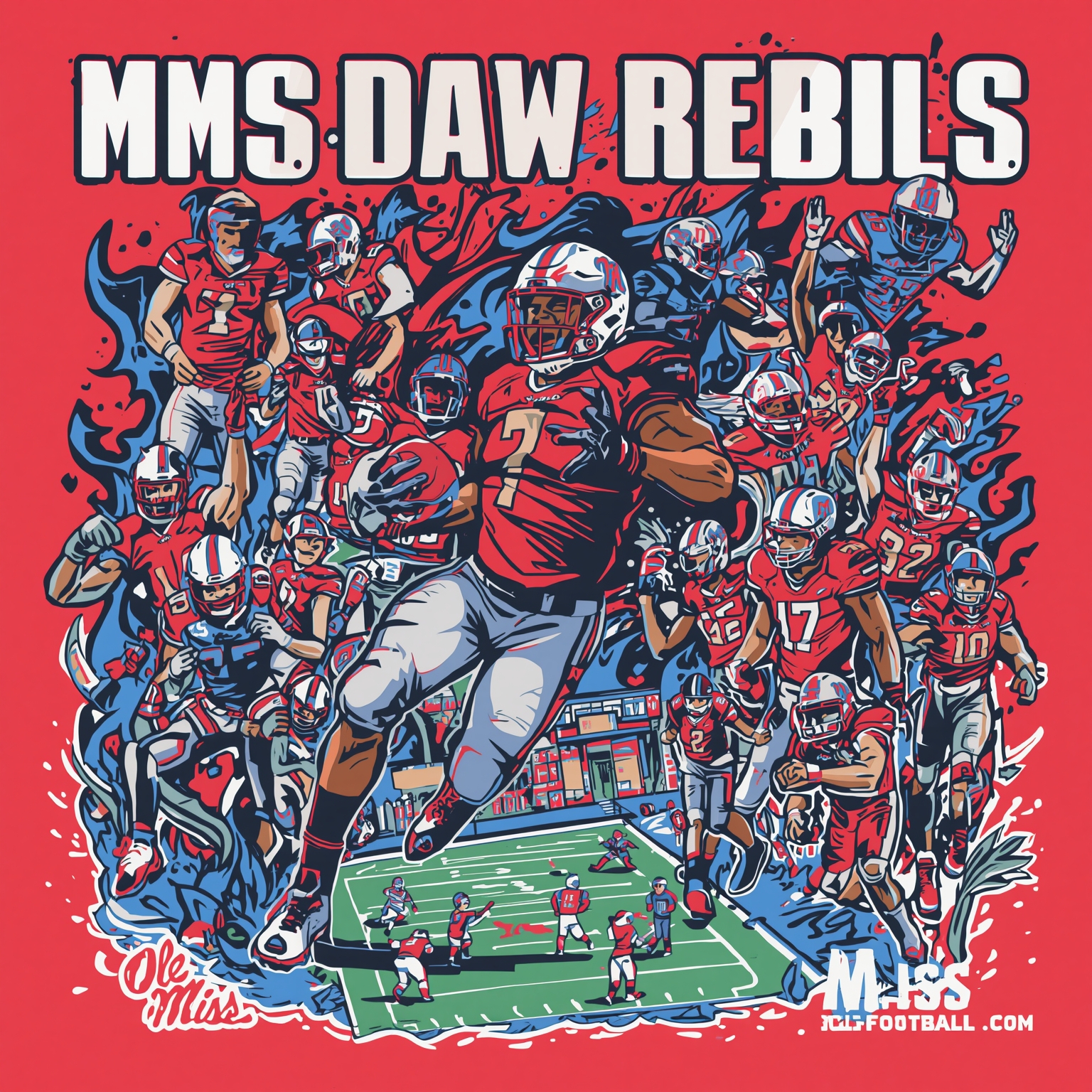 From Metcalf Punch to Rebels’ Playoff Prep - painting of Ole Miss Rebels football venue