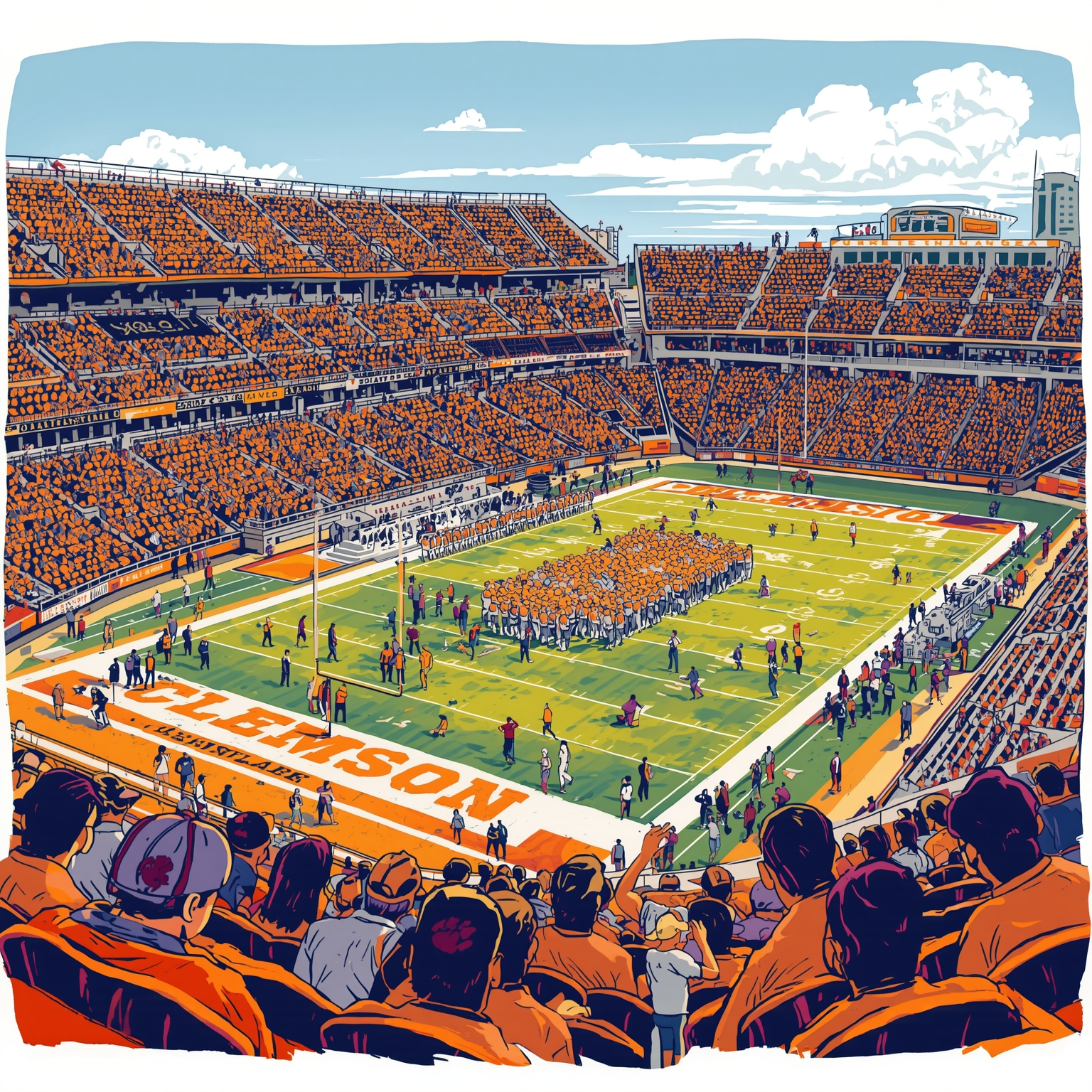 Court Clashes and Recruiting Corner Countdown - painting of Clemson Tigers basketball,football venue