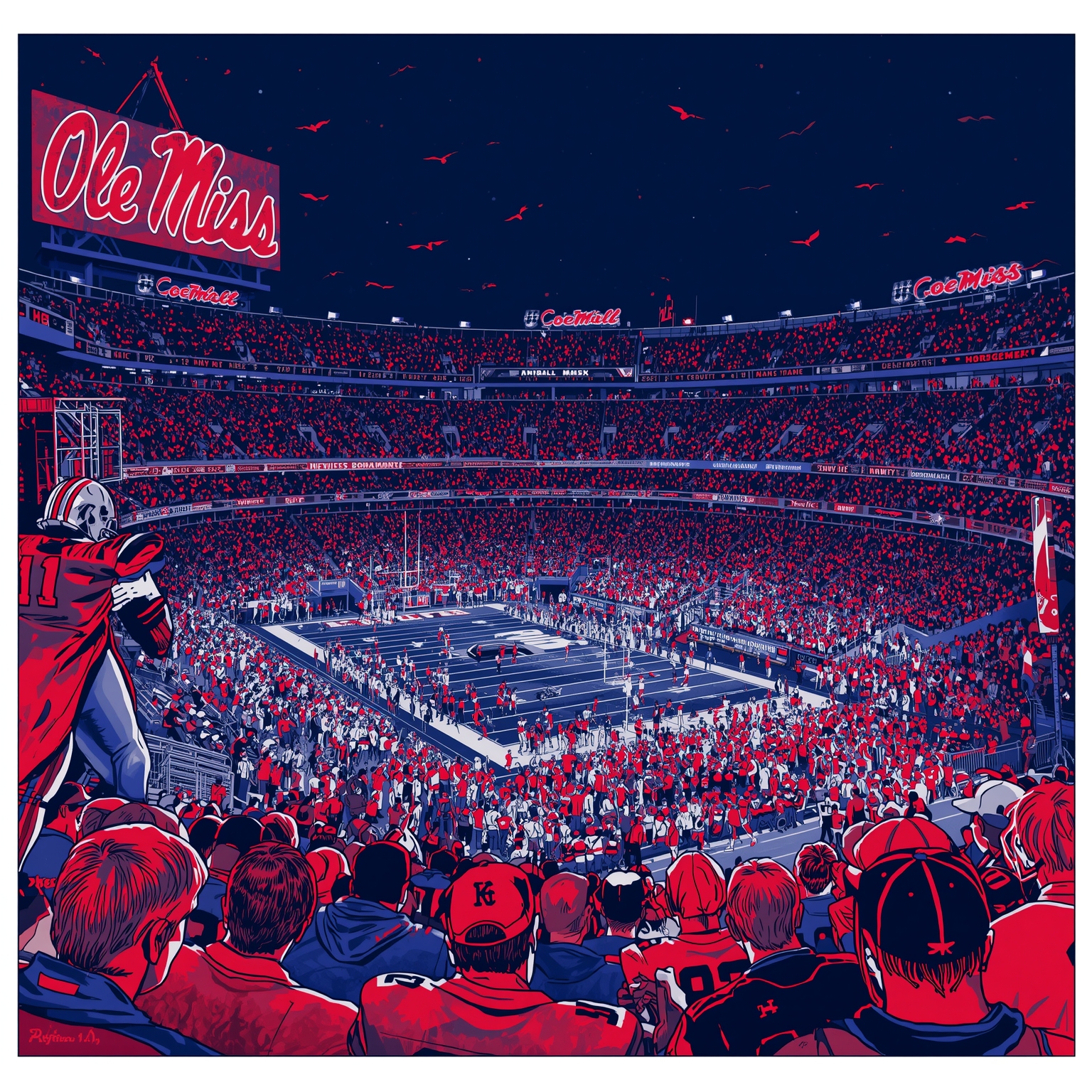 Ole Miss's Bold Moves: Staff, Transfers & Sugar Bowl - painting of Ole Miss Rebels football venue