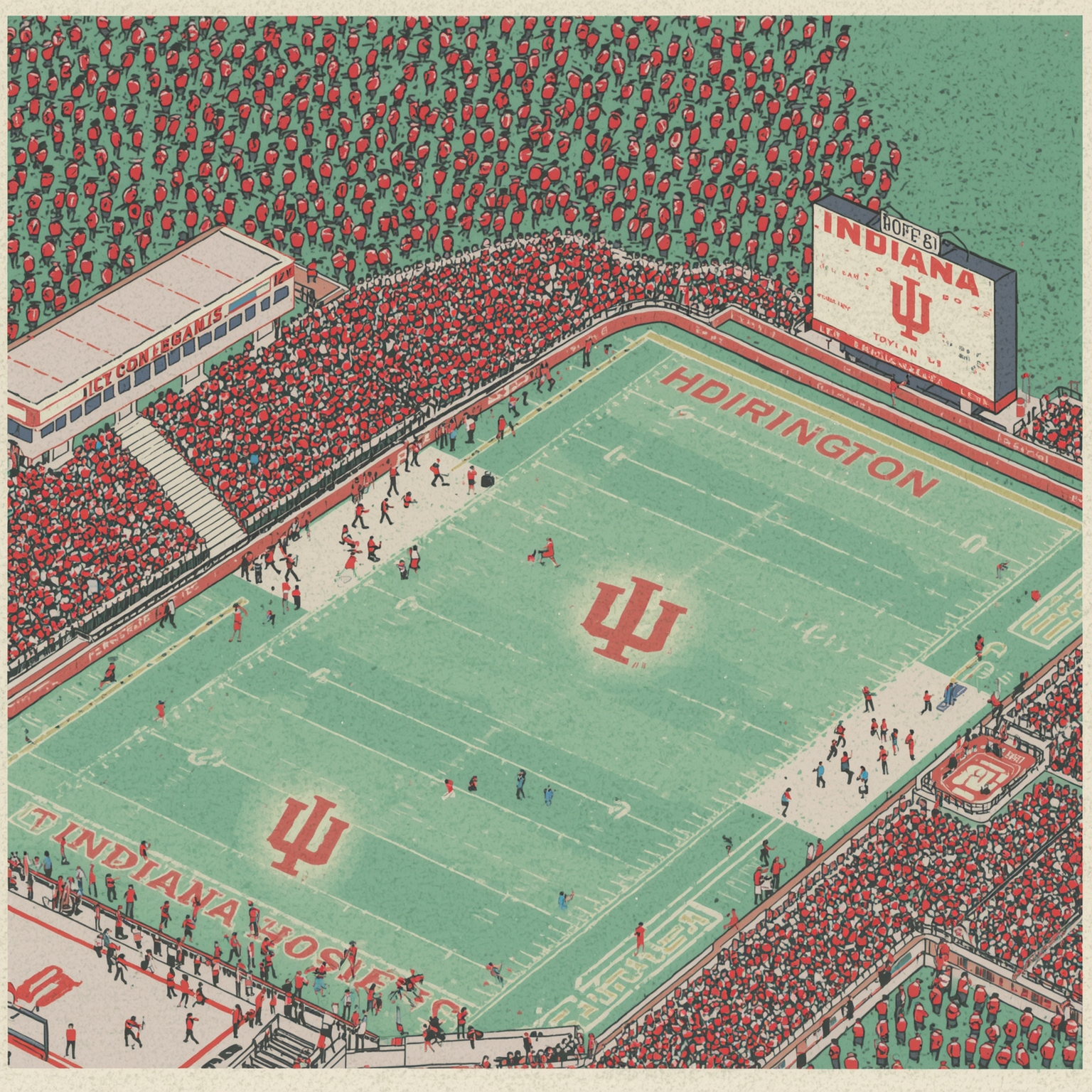 From Rose Bowl Remarks to Siena Court Exploits - painting of Indiana Hoosiers football, basketball venue