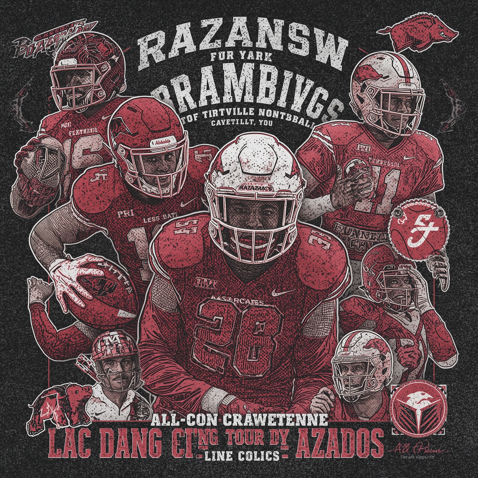 Hogs Hunt All-Conference Transfers and Top Recruit - painting of Arkansas Razorbacks football,basketball venue