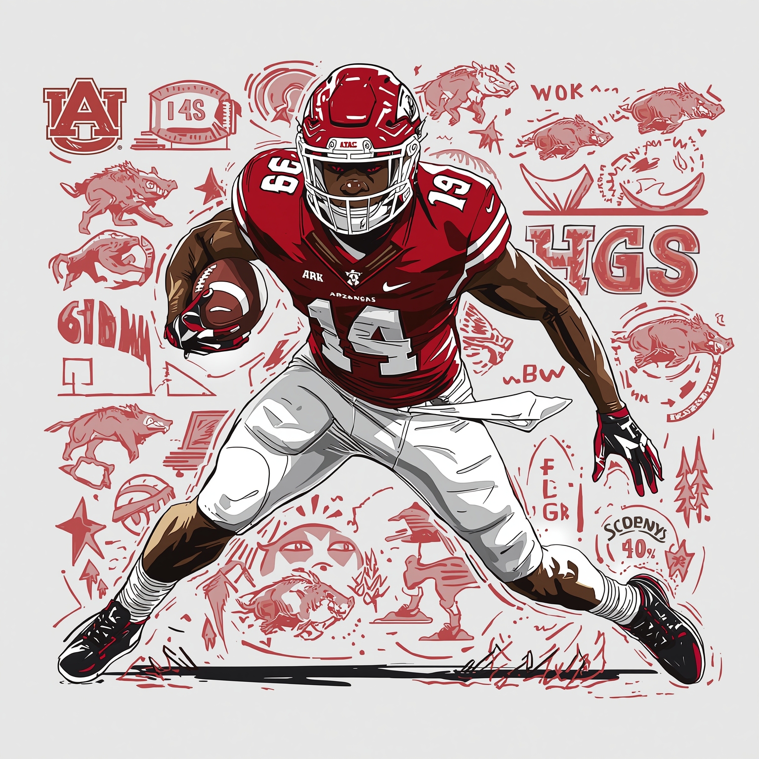 Hogs Eye Auburn’s Top Transfer Wide Receiver - painting of Arkansas Razorbacks football venue
