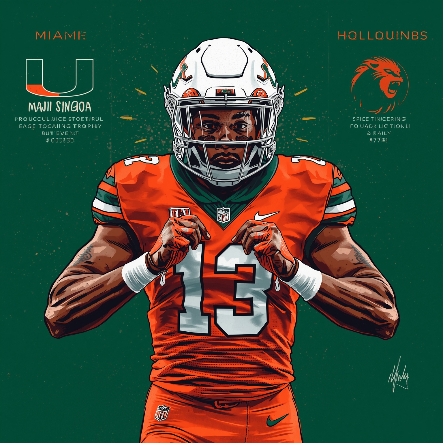 Miami’s Mauigoa Clinches ACC Blocking Trophy - painting of Miami Hurricanes football venue