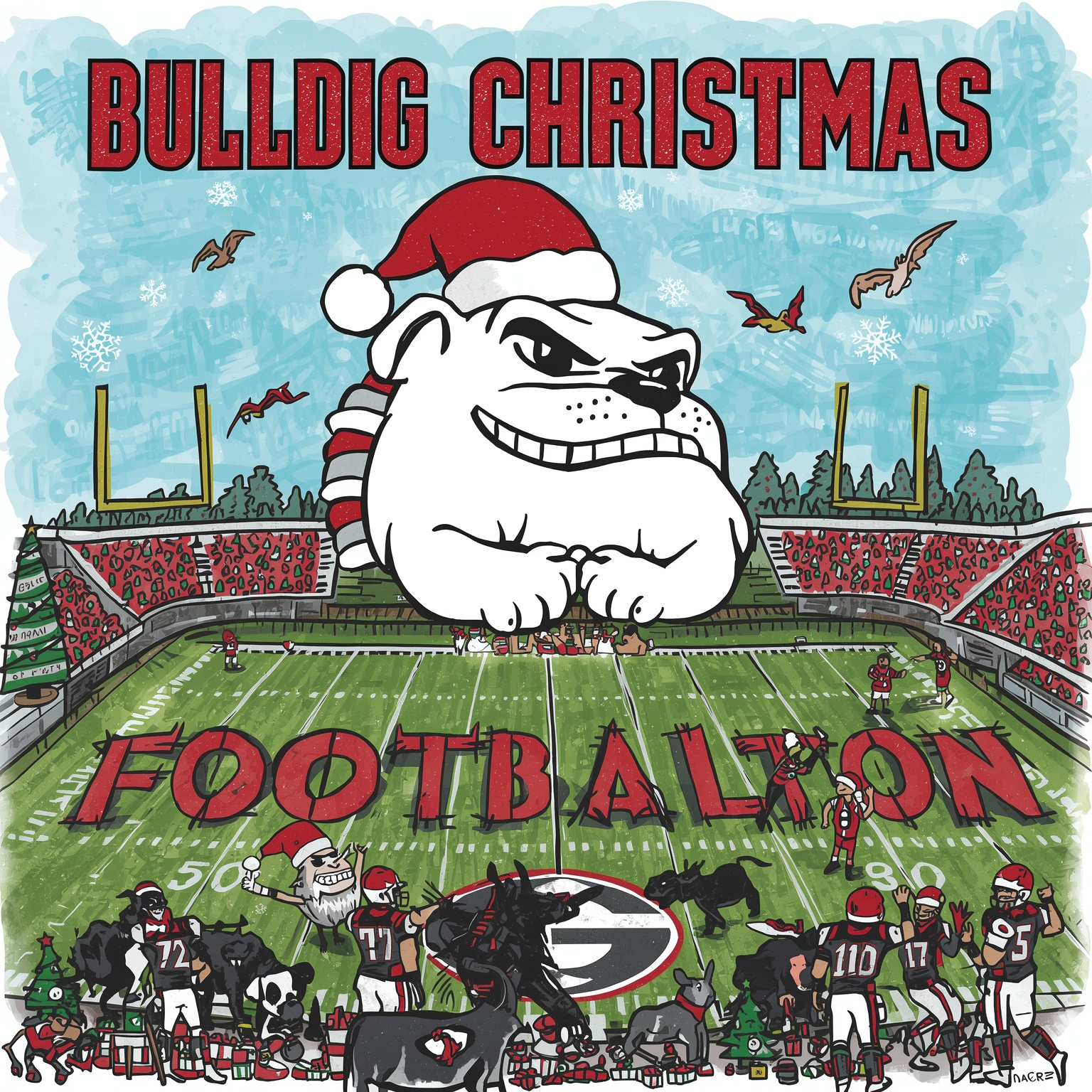 Bulldog Christmas Football Trivia Showdown - painting of Georgia Bulldogs football venue