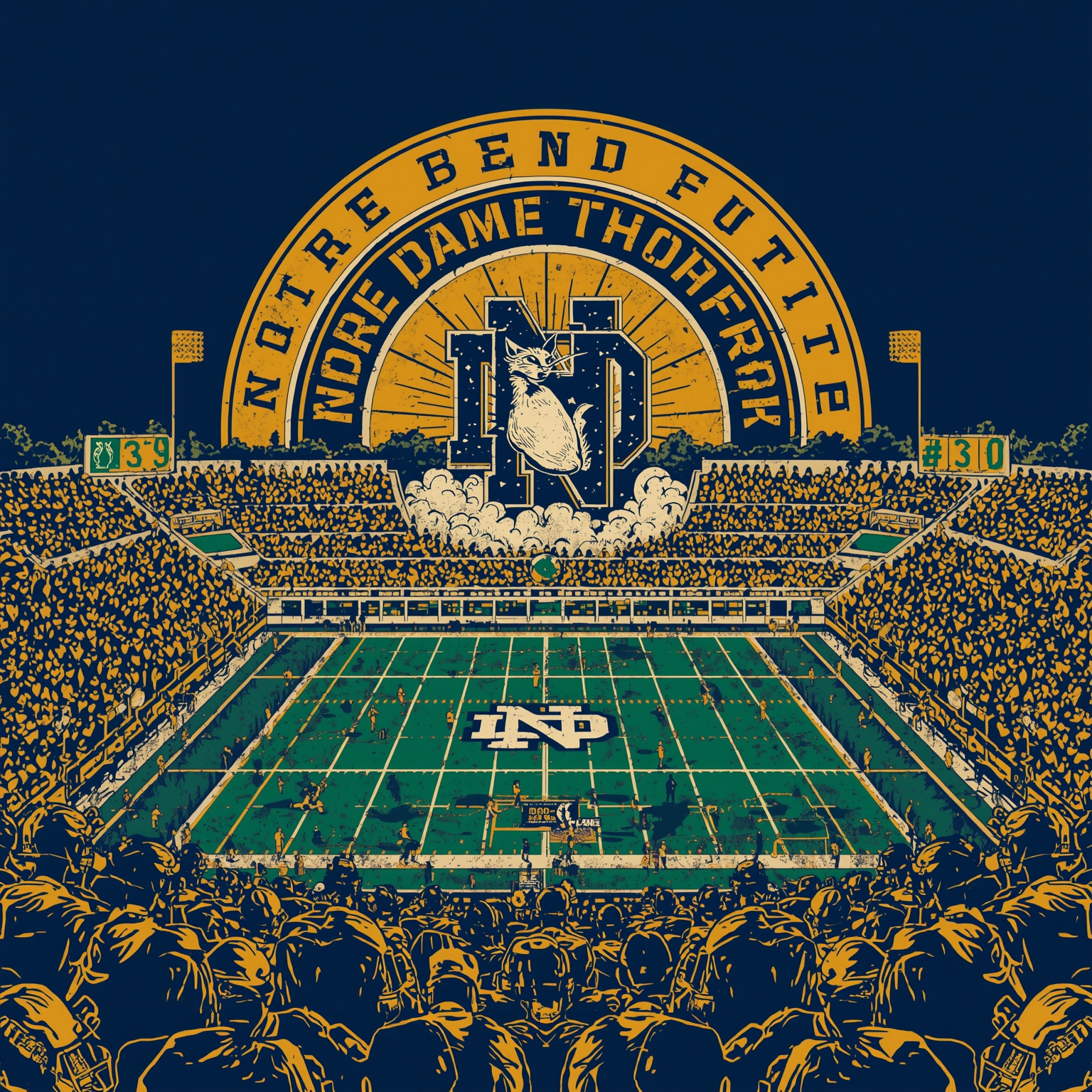 Irish Shake Up Football Future with Bold Moves - painting of Notre Dame Fighting Irish football venue