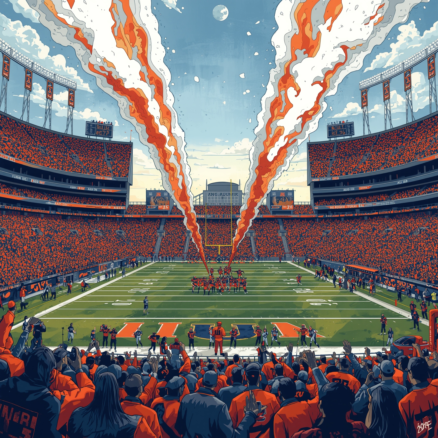 Auburn O-Line Melts Down Over Transfer Portal Exodus - painting of Auburn Tigers football venue