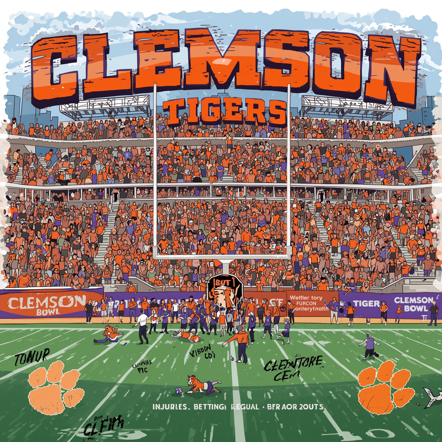 Clemson’s Pinstripe Bowl: Injuries, Betting, and Breakouts - painting of Clemson Tigers football venue
