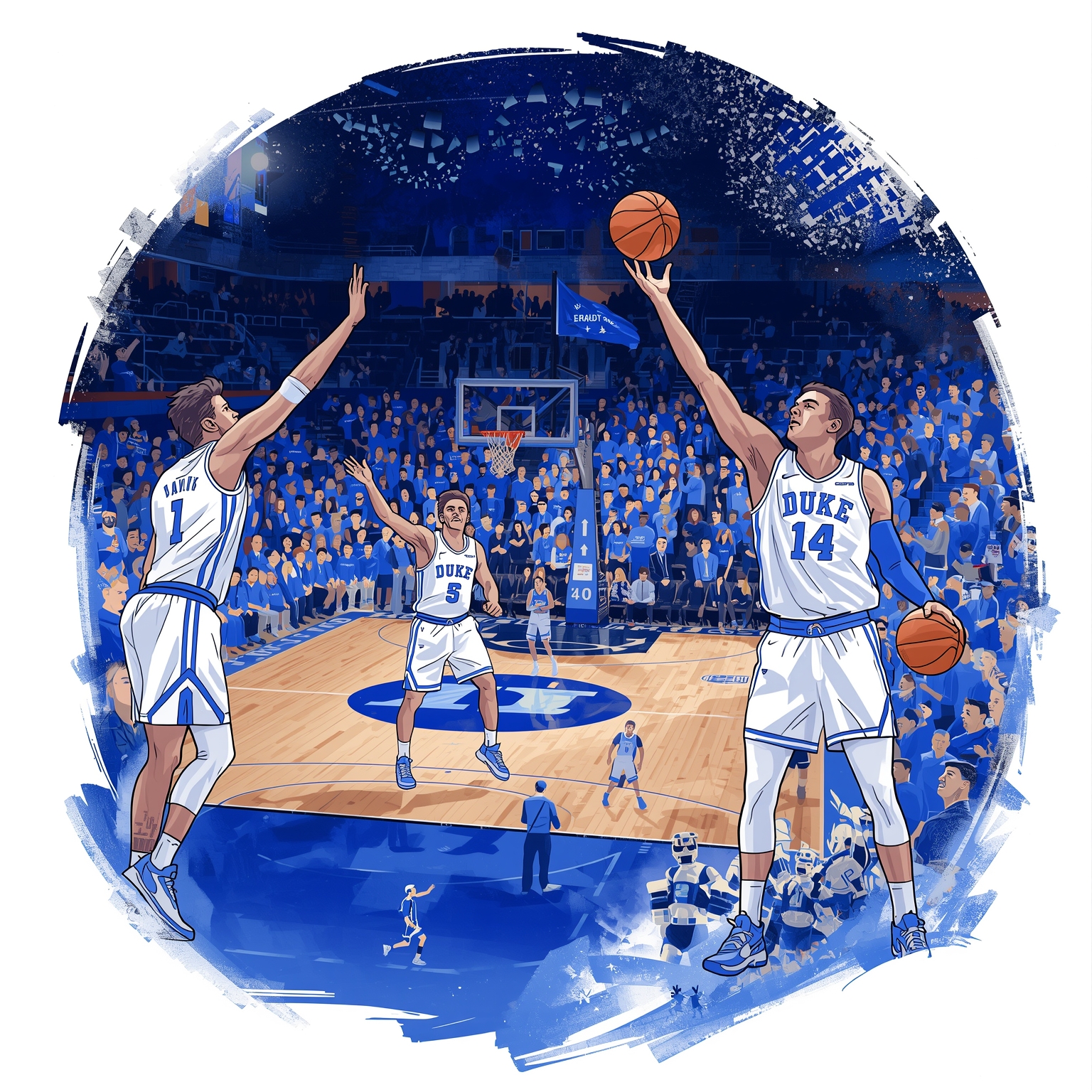 Duke’s Basketball Spotlight: Showtime & Rising Stars - painting of Duke Blue Devils basketball venue
