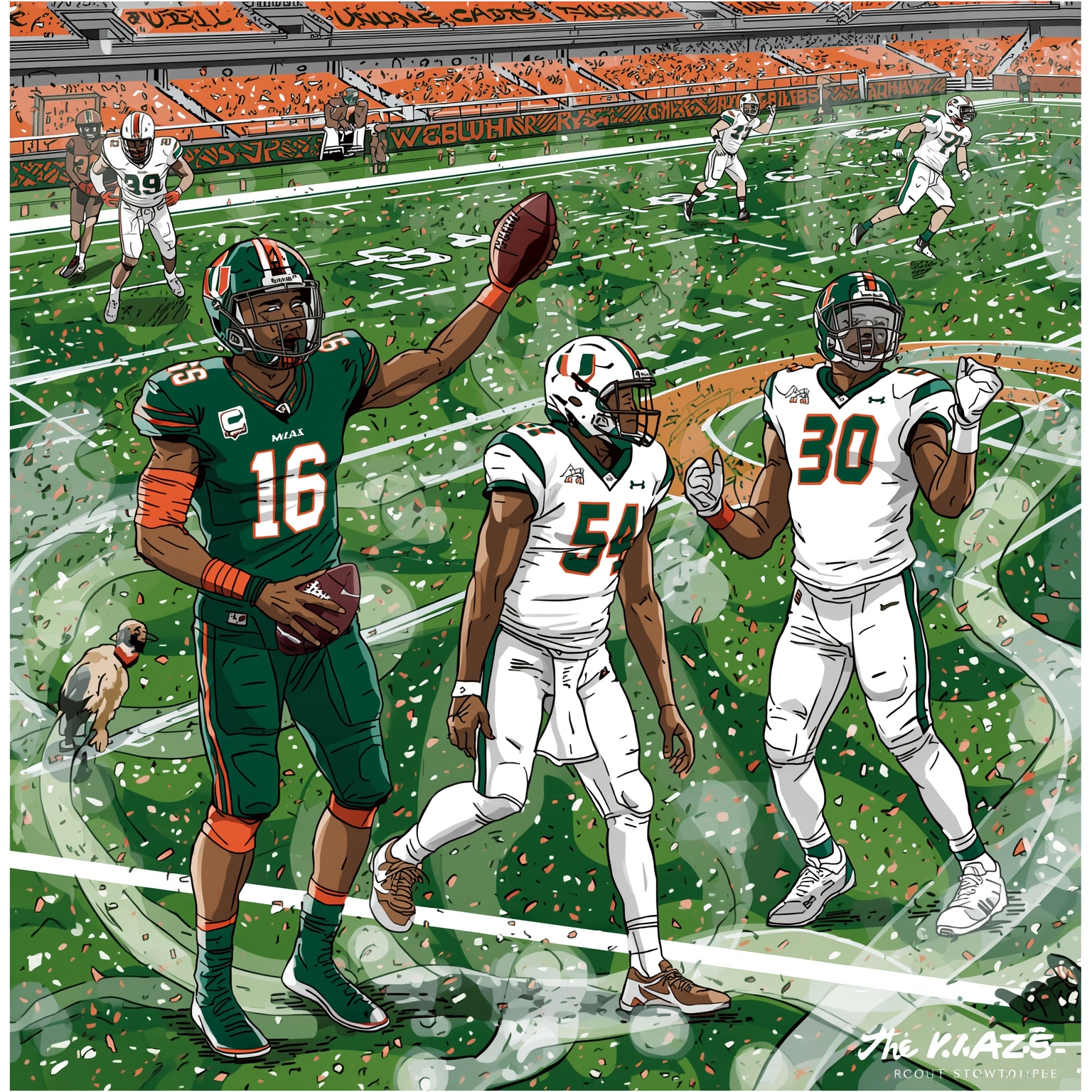 Hurricane Showdown: From Injury Lists to Playoff Prep - painting of Miami Hurricanes football venue