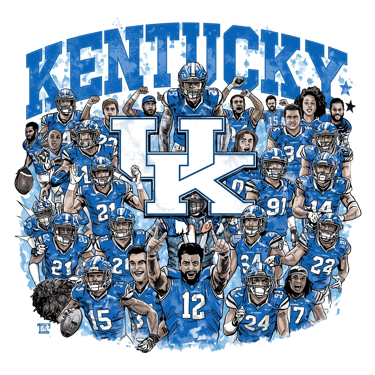 Wildcats Court Struggles and Gridiron Coaching Hype - painting of Kentucky Wildcats football,basketball venue