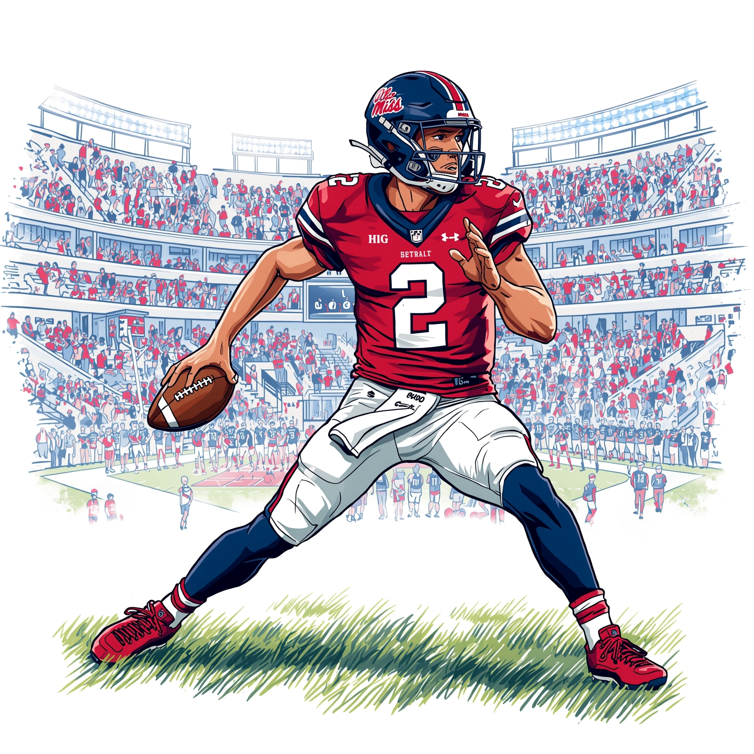 Ole Miss QB Drama and Bowl Showdown Insights - painting of Ole Miss Rebels football venue