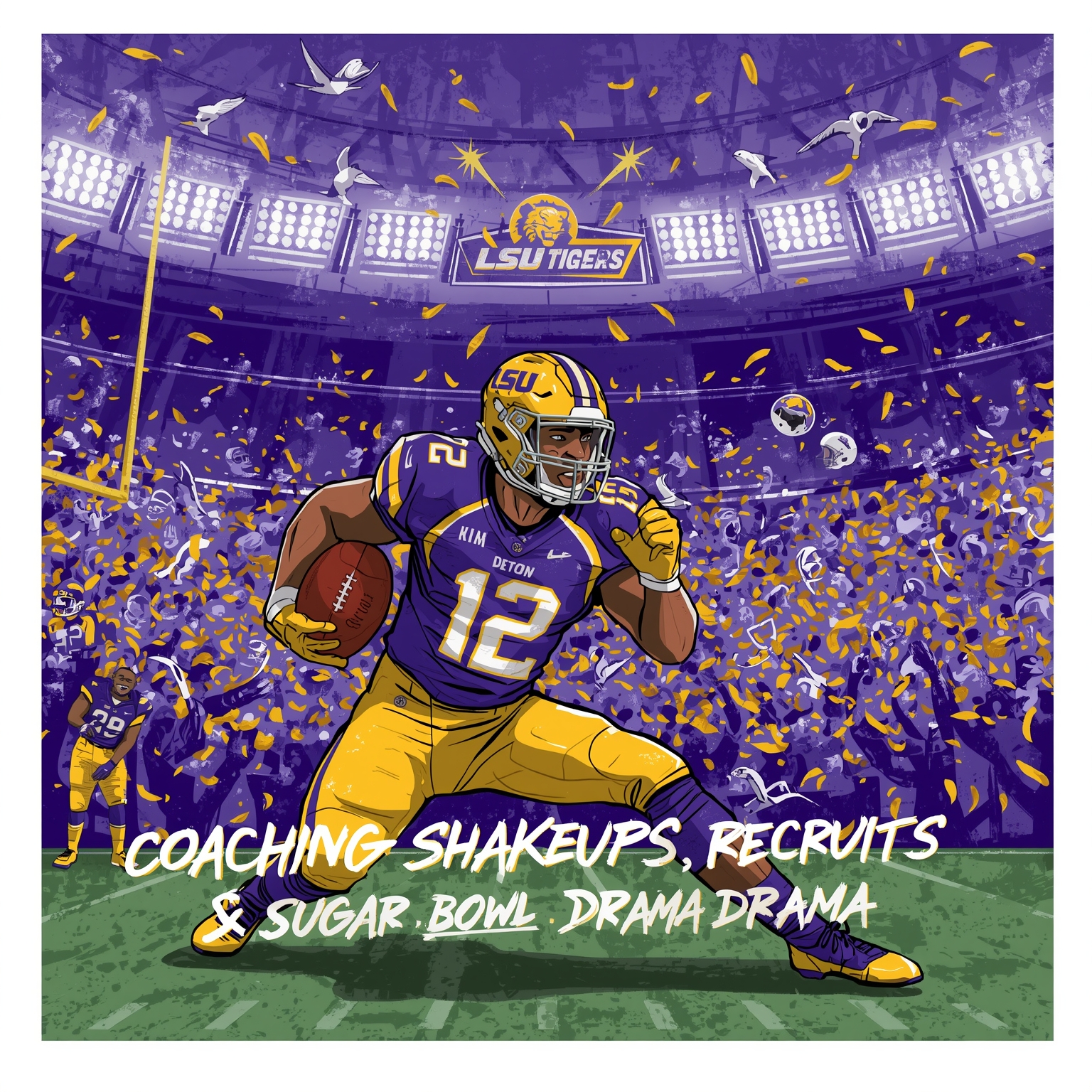 LSU Tigers: Coaching Shakeups, Recruits & Sugar Bowl Drama - painting of LSU Tigers football venue