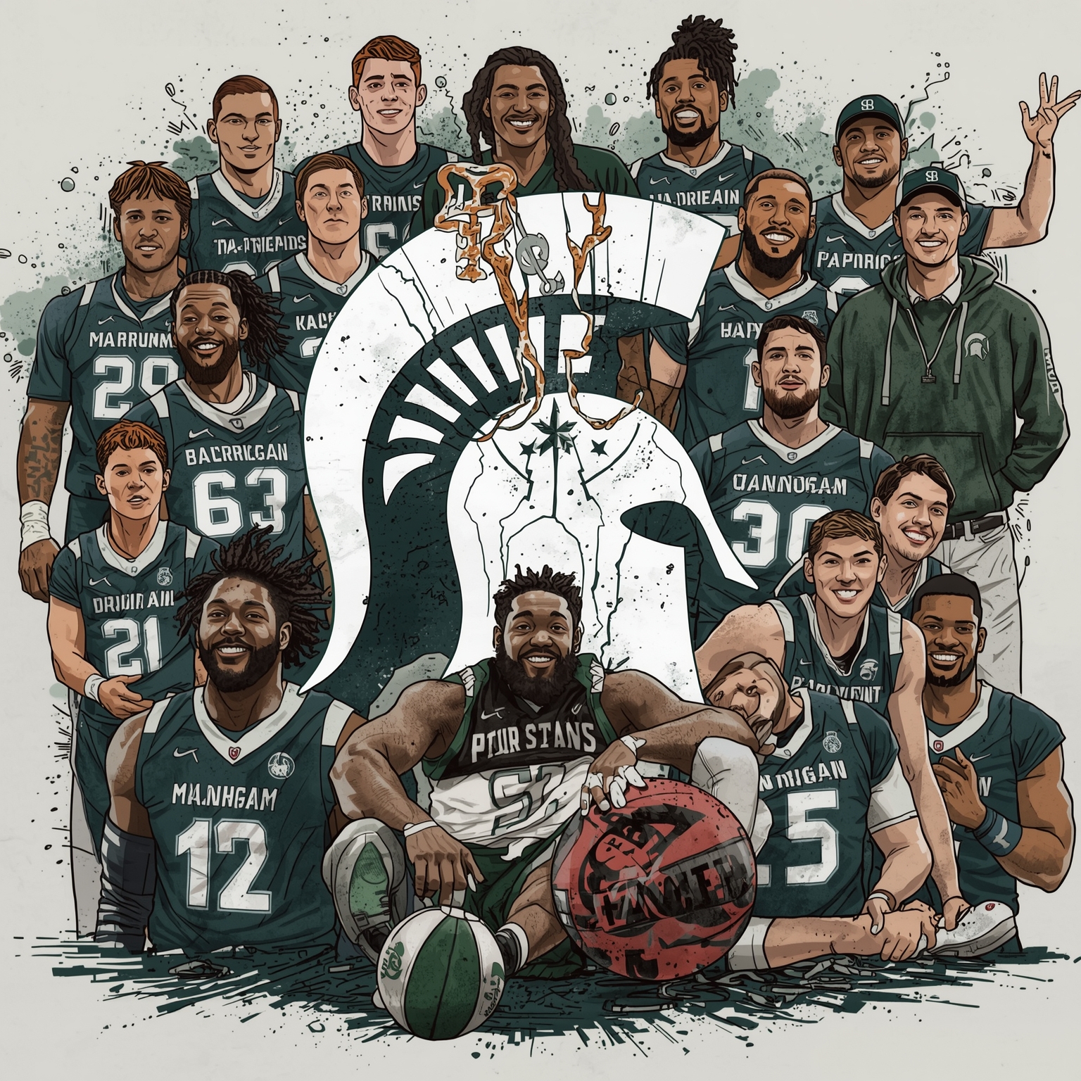 Spartans' Transfer Exodus & TV Hoops Frenzy - painting of Michigan State Spartans football,basketball venue