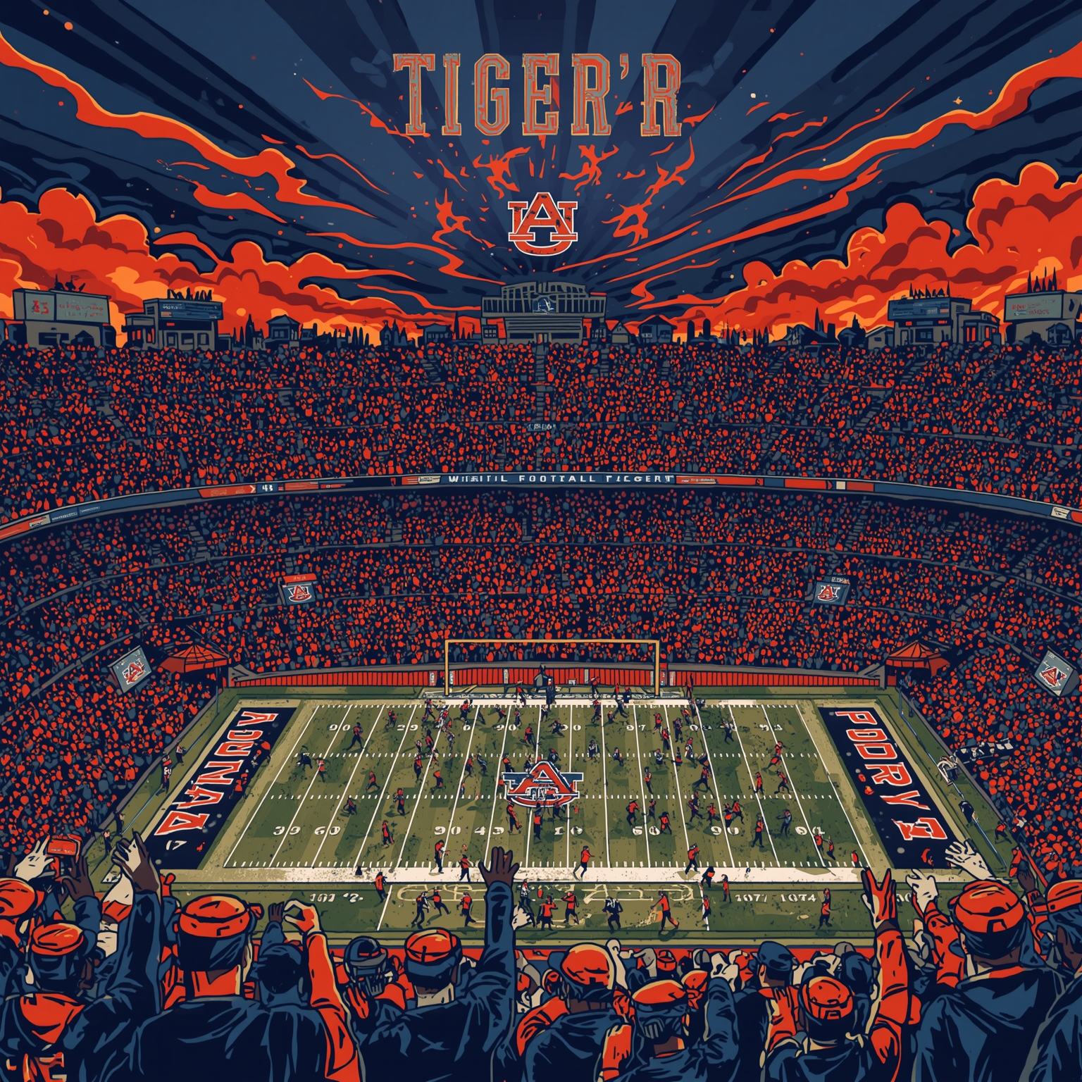 Auburn’s 2026 Recruiting Rollercoaster - painting of Auburn Tigers football venue